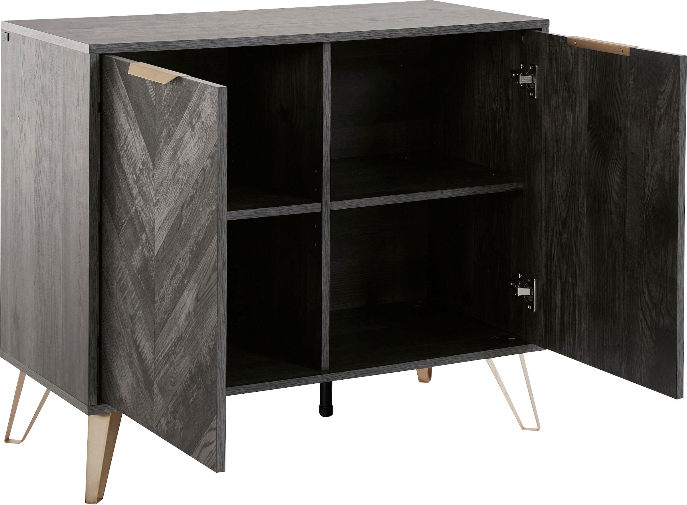 Leonique Sideboard »Nanterie«, aus edler Holzoptik, mit exklusivem Fischgrätenmuster, Breite 90 cm