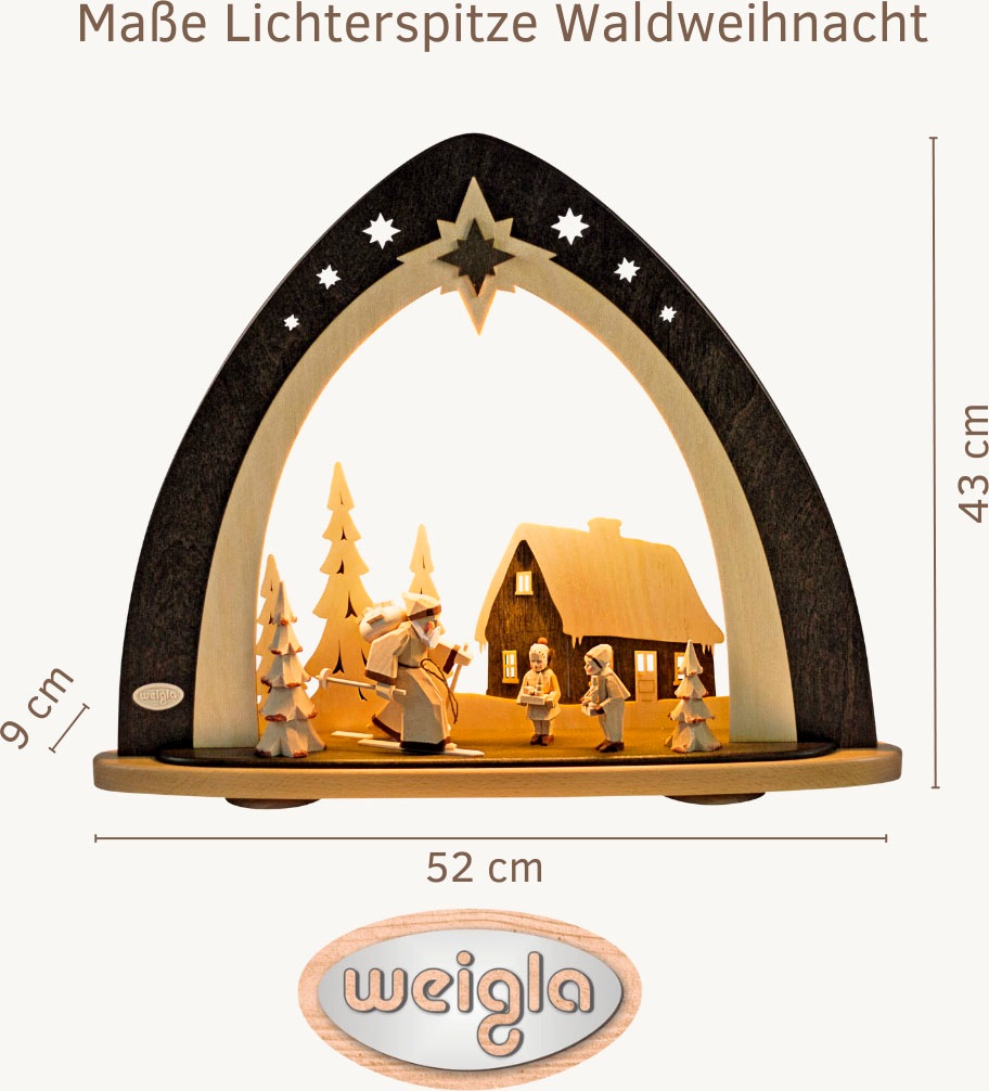 Weigla Lichterbogen »LED Waldweihnacht, inkl. handgeschnitzter Figuren, Schwibbogen«, Erzgebirge garantiert, Weihnachtsdeko Innen, Weihnachtsbeleuchtung