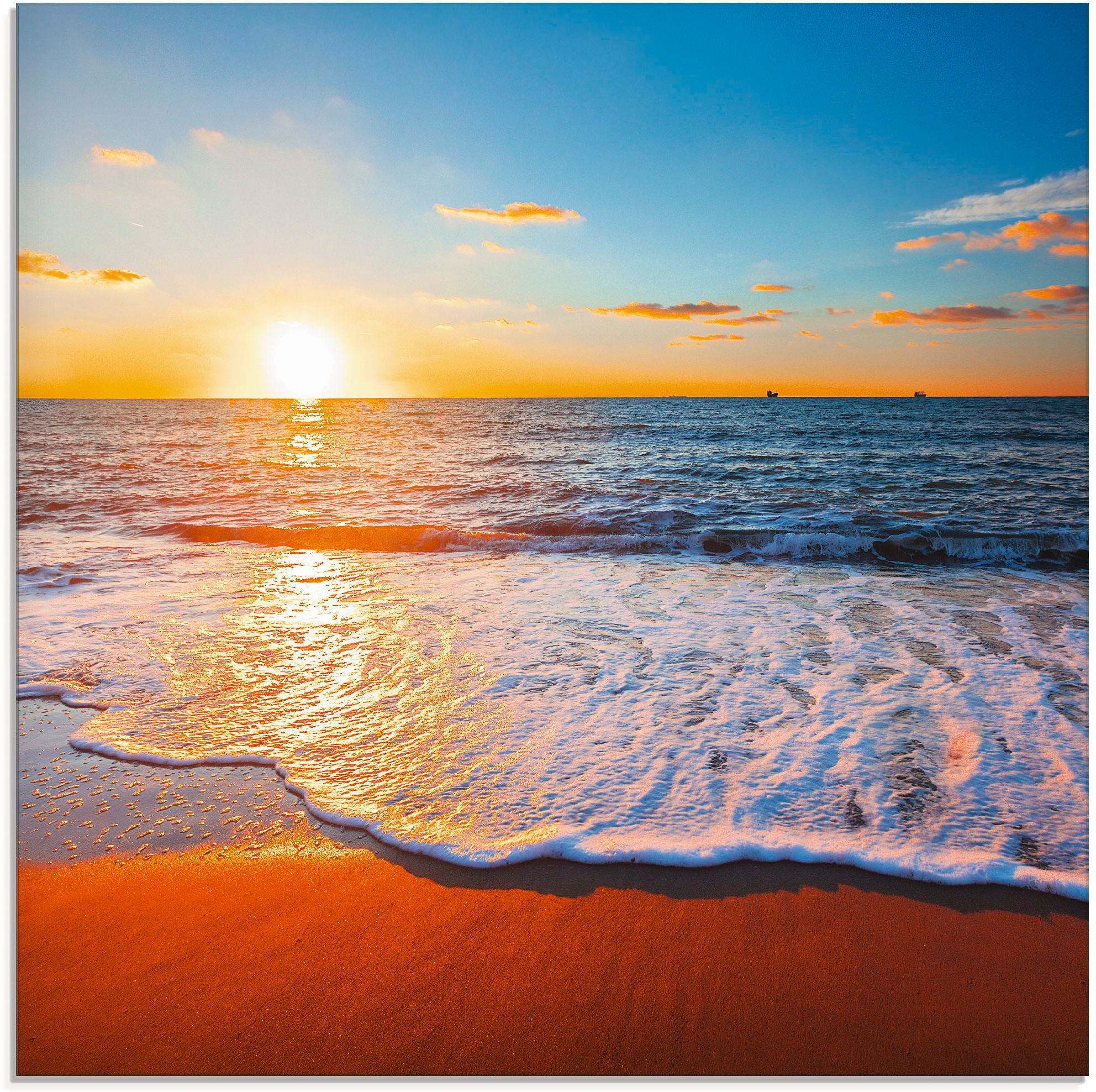 Artland Glasbild »Sonnenuntergang und das Meer«, Strand, (1 St.)