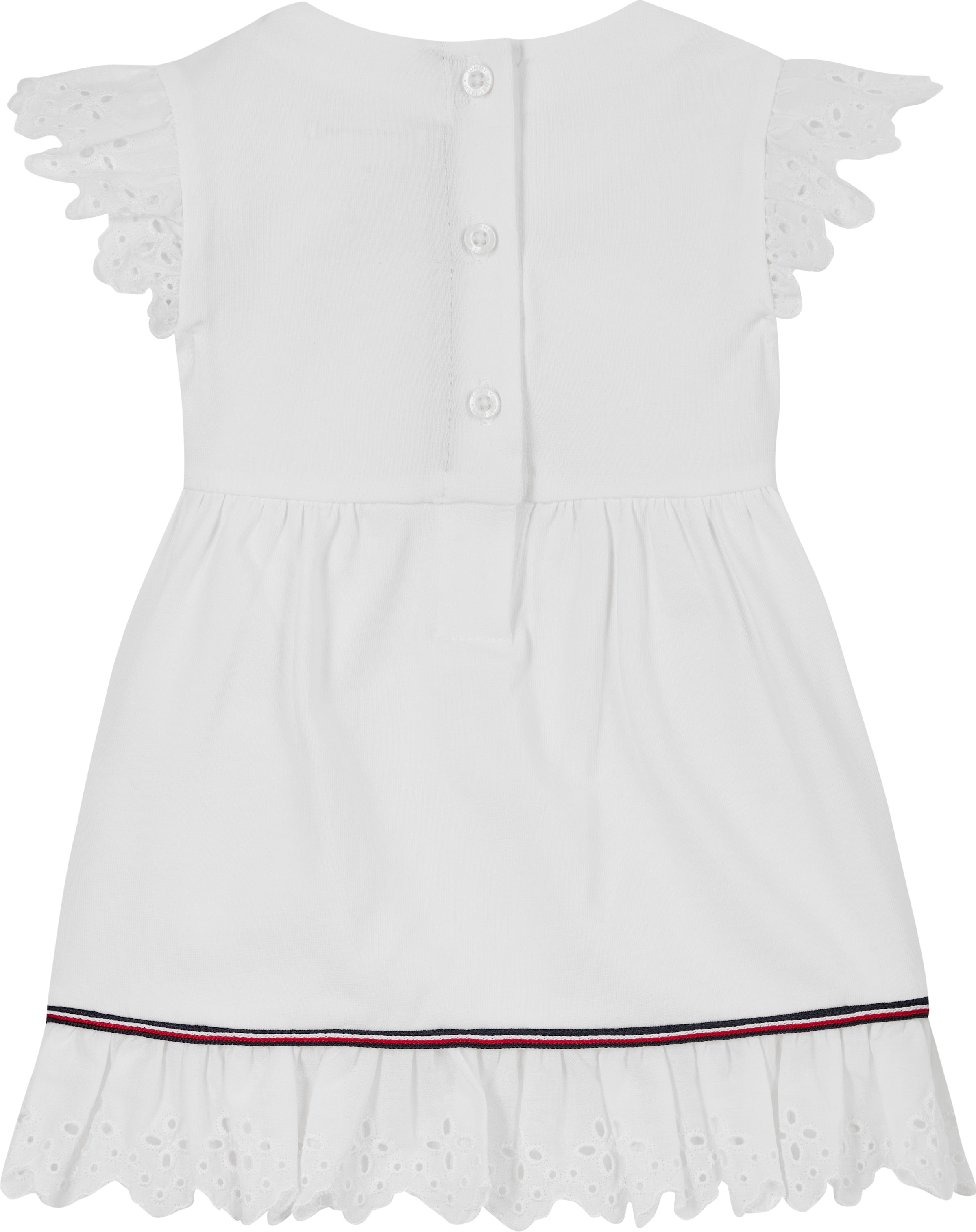 Tommy Hilfiger Sommerkleid »BRODERIE ANGLAISE DRESS SS«, mit Logo-Kontrastband, mit Logostickerei