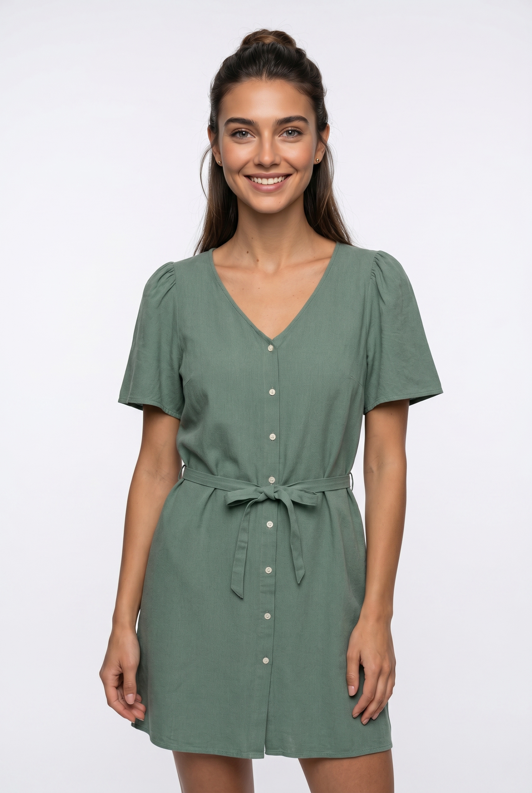 Vero Moda Hemdblusenkleid »VMMYMILO 2/4 SHORT SHIRT DRESS WVN GA« mit Taillengürtel