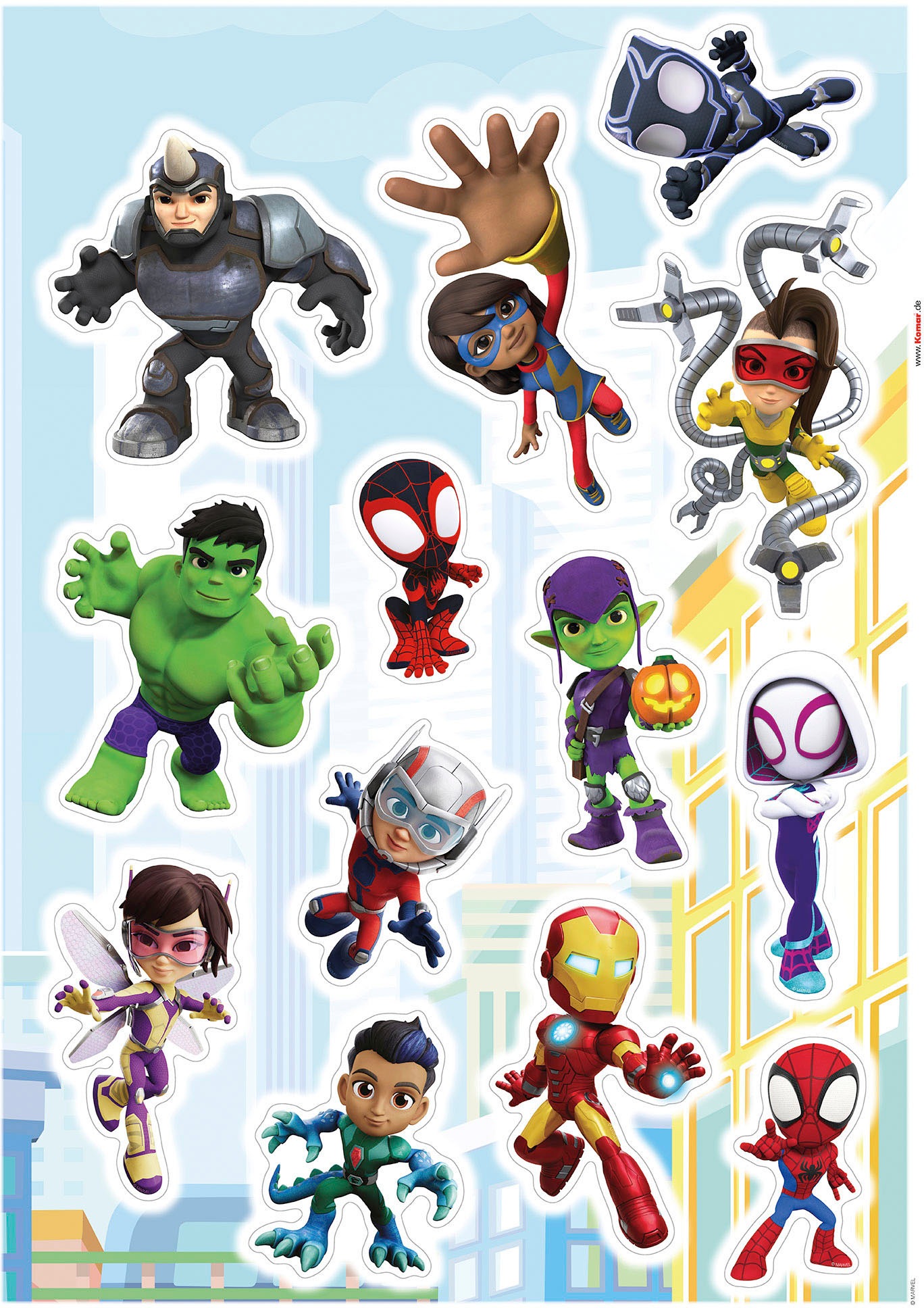 Komar Wandtattoo »Spidey and Friends - Größe 50 x 70 cm«, (13 St.), selbstklebend, Wandsticker, Kinderzimmer