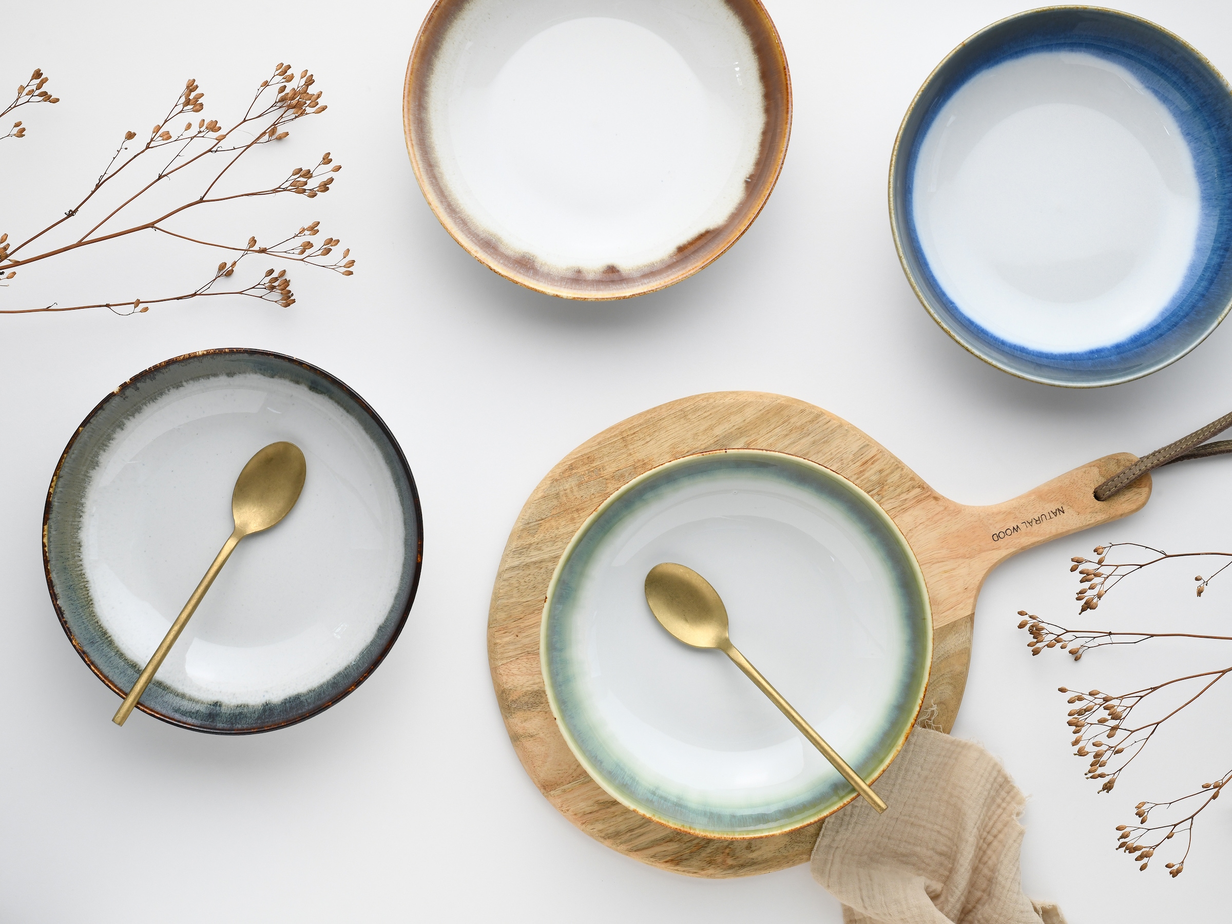 CreaTable Schale »Cascade, Poke Bowl 22,5 cm 4-tlg« 4 Stk. aus Steinzeug Rekativglasur, Healthy Food