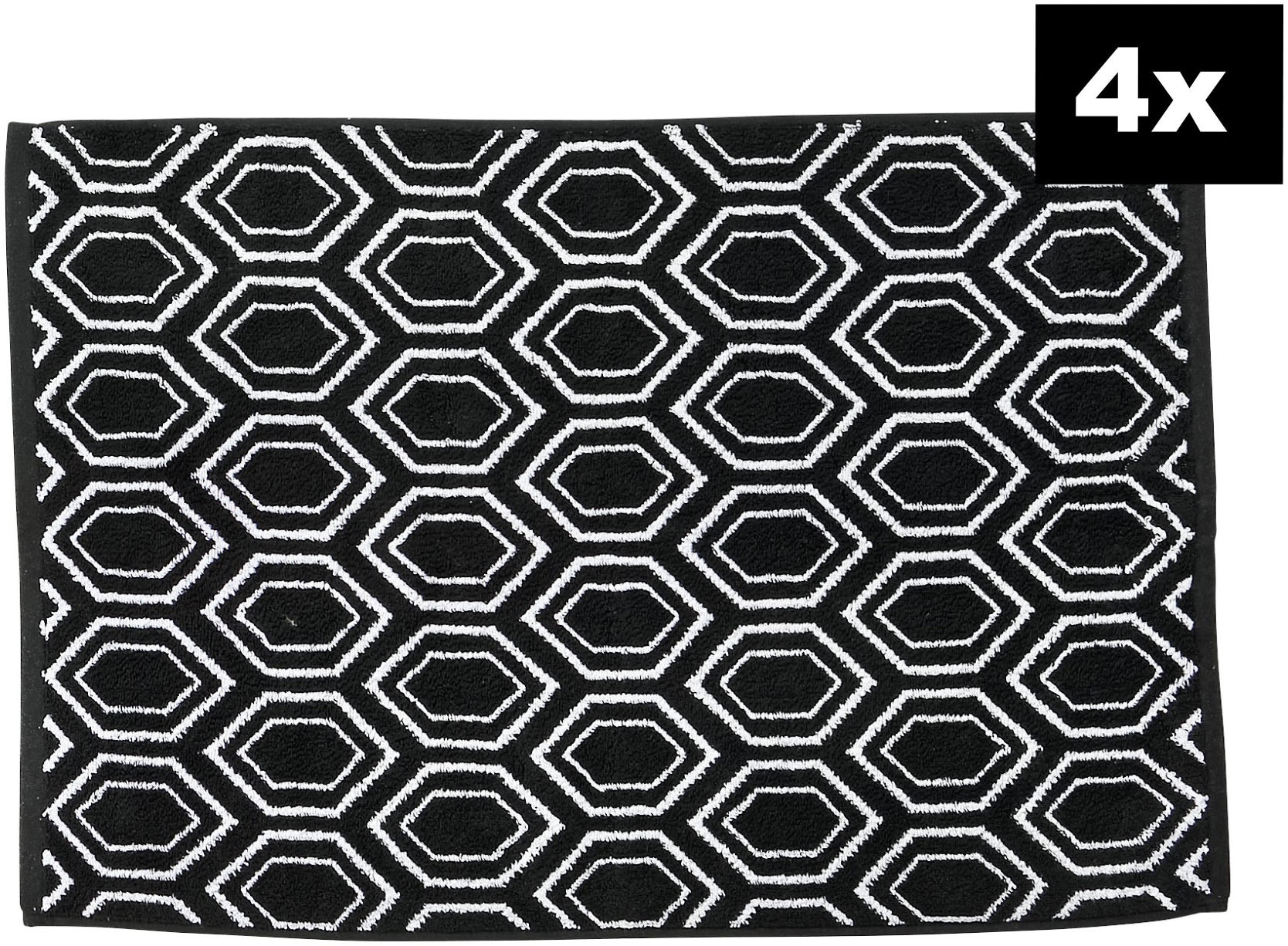 done. , Badematte »DAILY SHAPES Ethno 4er-Set« Höhe 5 mm fußbodenheizungsgeeignet Badvorleger aus 100% Baumwolle, Jacquardgewebt, black, Baumwolle, 