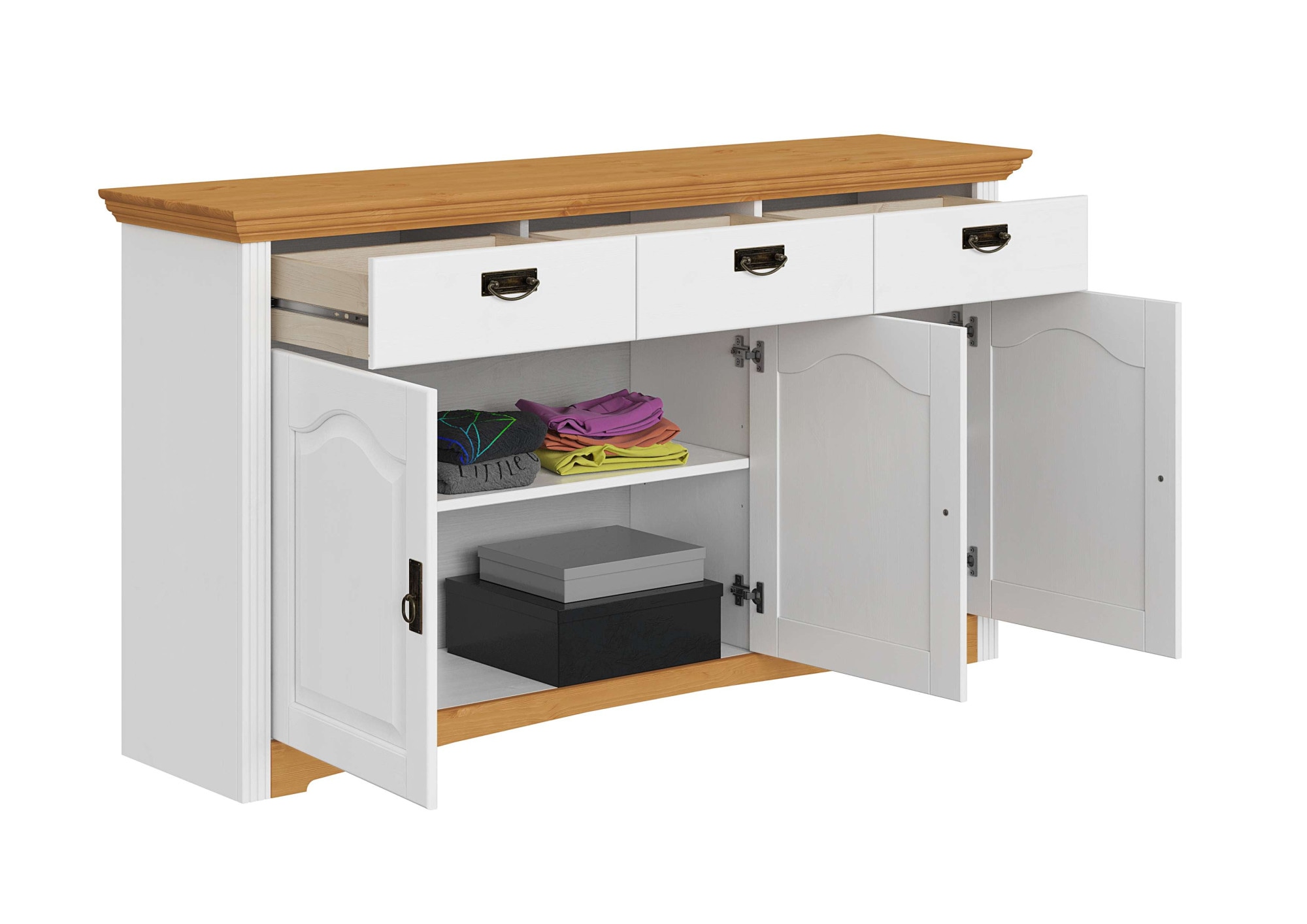 Home affaire Kommode »Konrad« aus massiver Kiefer, Breite 156 cm, mit Schubladen, FSC®