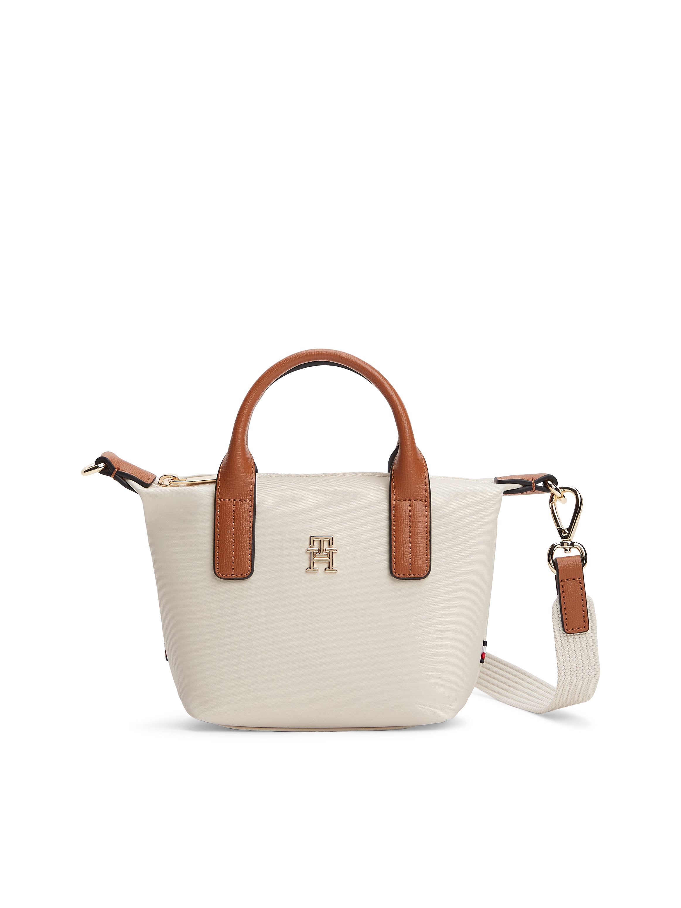 Tommy Hilfiger Tragetasche »POPETTE MICRO TOTE« Damen Schultertasche, Handtasche mit kontrastfarbigen Tragegriffen