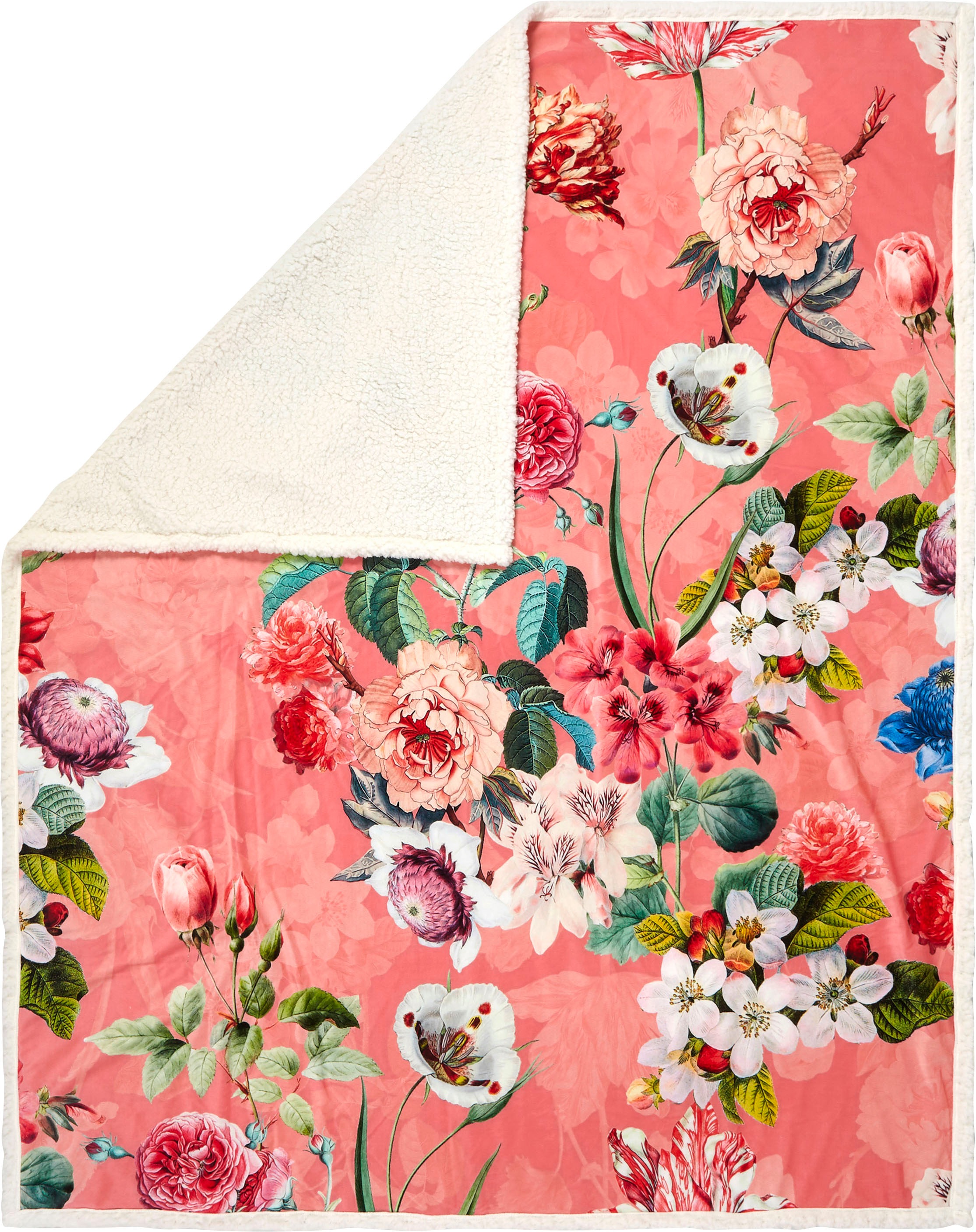 Descanso Plaid »Amalia«, Sehr Weich, Kuscheldecke, 130x160 cm, Wendeoptik, Blumen, Terrakotta