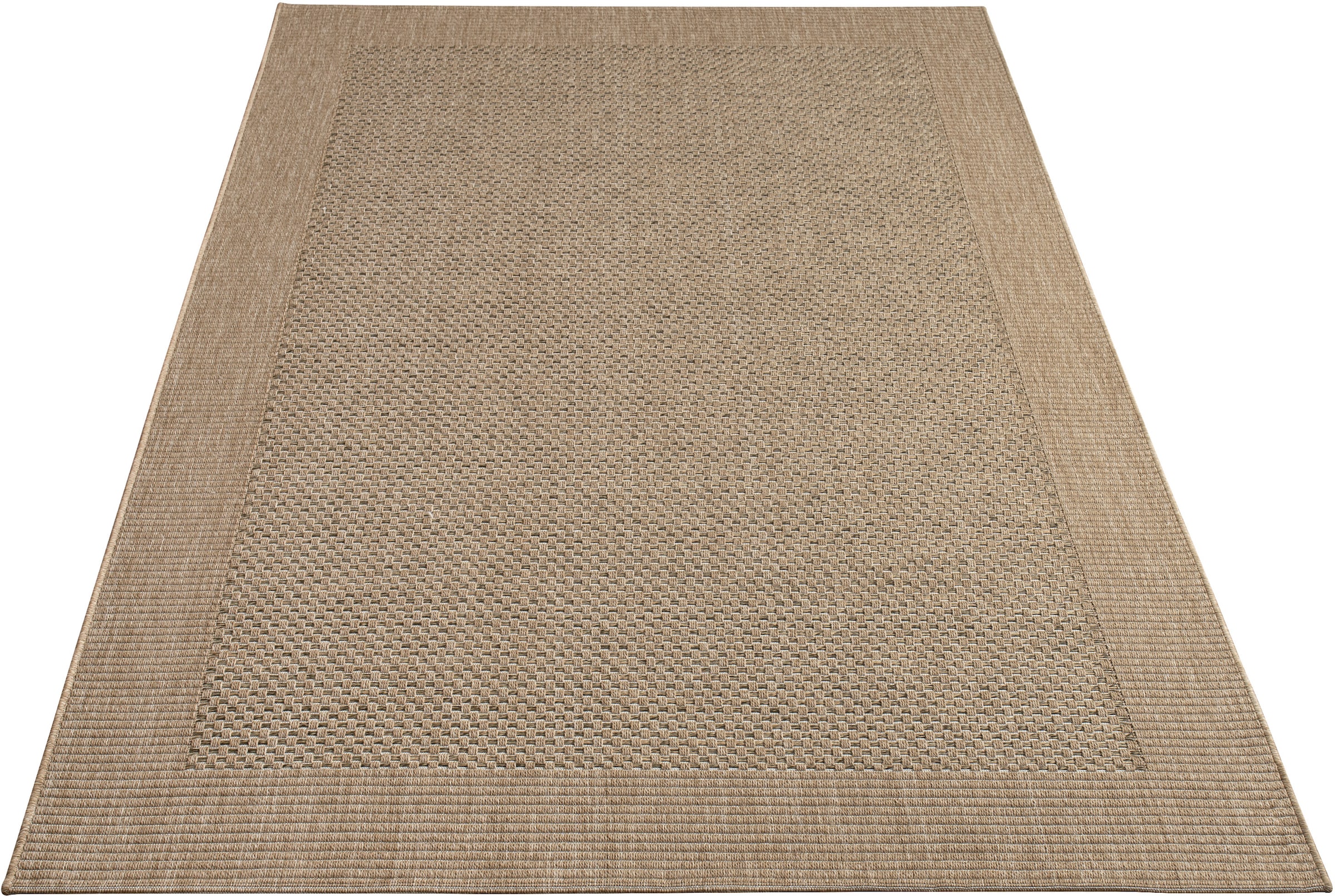 Paco Home Teppich »Waregem 621« rechteckig 4 mm Höhe Flachgewebe, meliert, mit Bordüre, Outdoor geeignet, Wohnzimmer