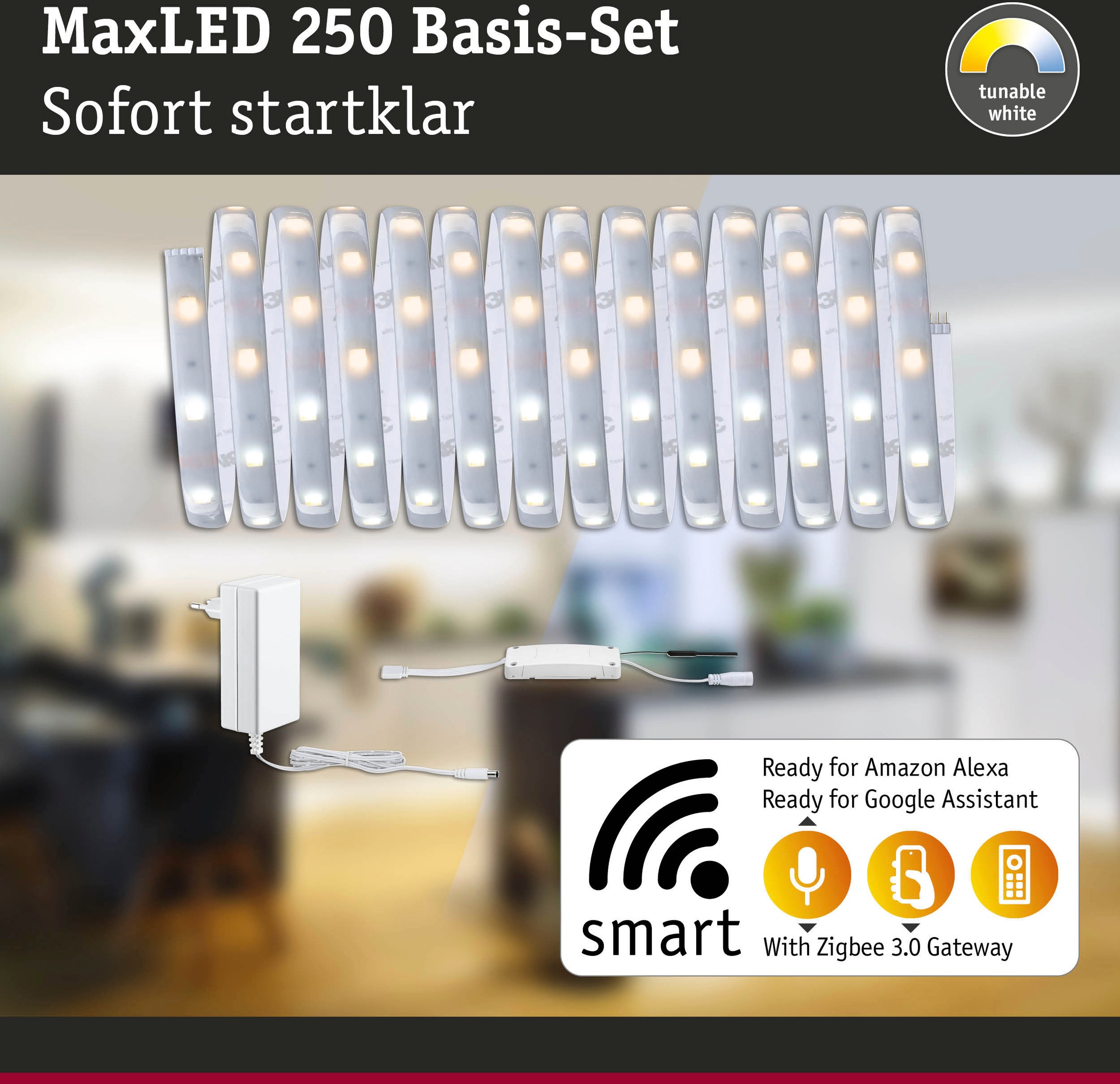 Paulmann LED-Streifen »MaxLED 250 Basisset Smart Home Zigbee IP44 18W 135«, 1 St.-flammig, 5m, Tunable White, beschichtet