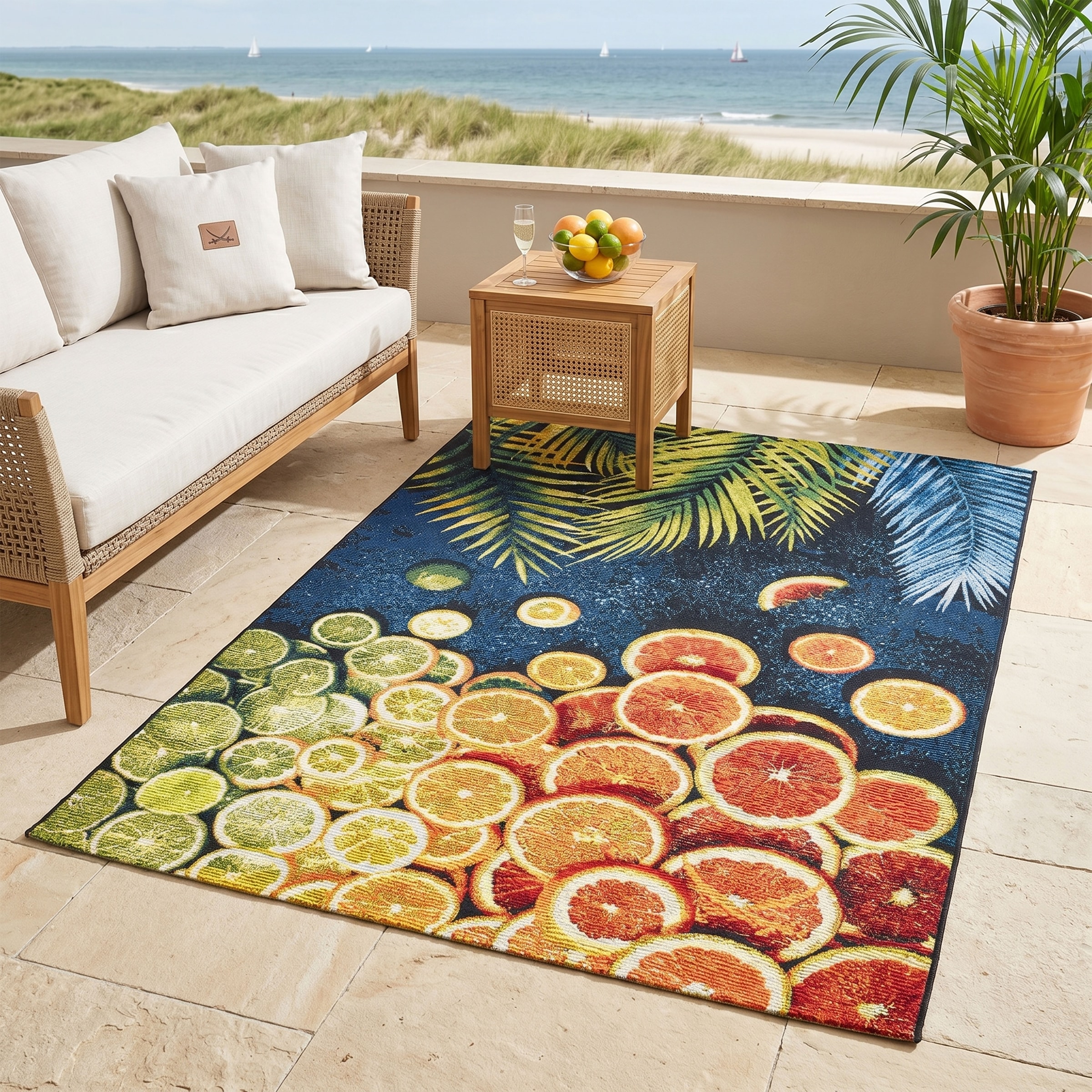 Sansibar Teppich »Rantum Beach 004« rechteckig 5 mm Höhe Flachgewebe, modernes Sommer Design, In- und Outdoor geeignet