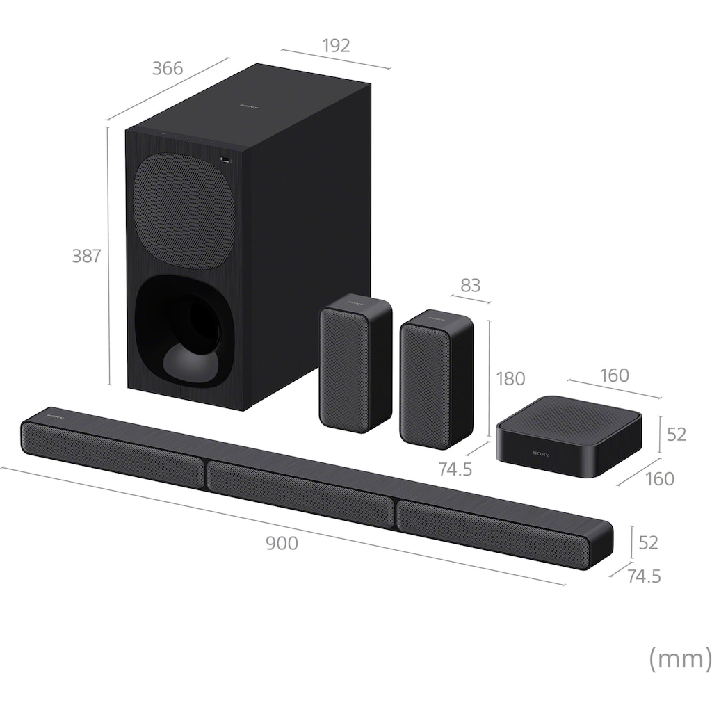 Sony Soundbar »HT-S40R Kanal-«, inkl. kabelgebundenem Subwoofer, kabellosen Rear-Lautsprechern