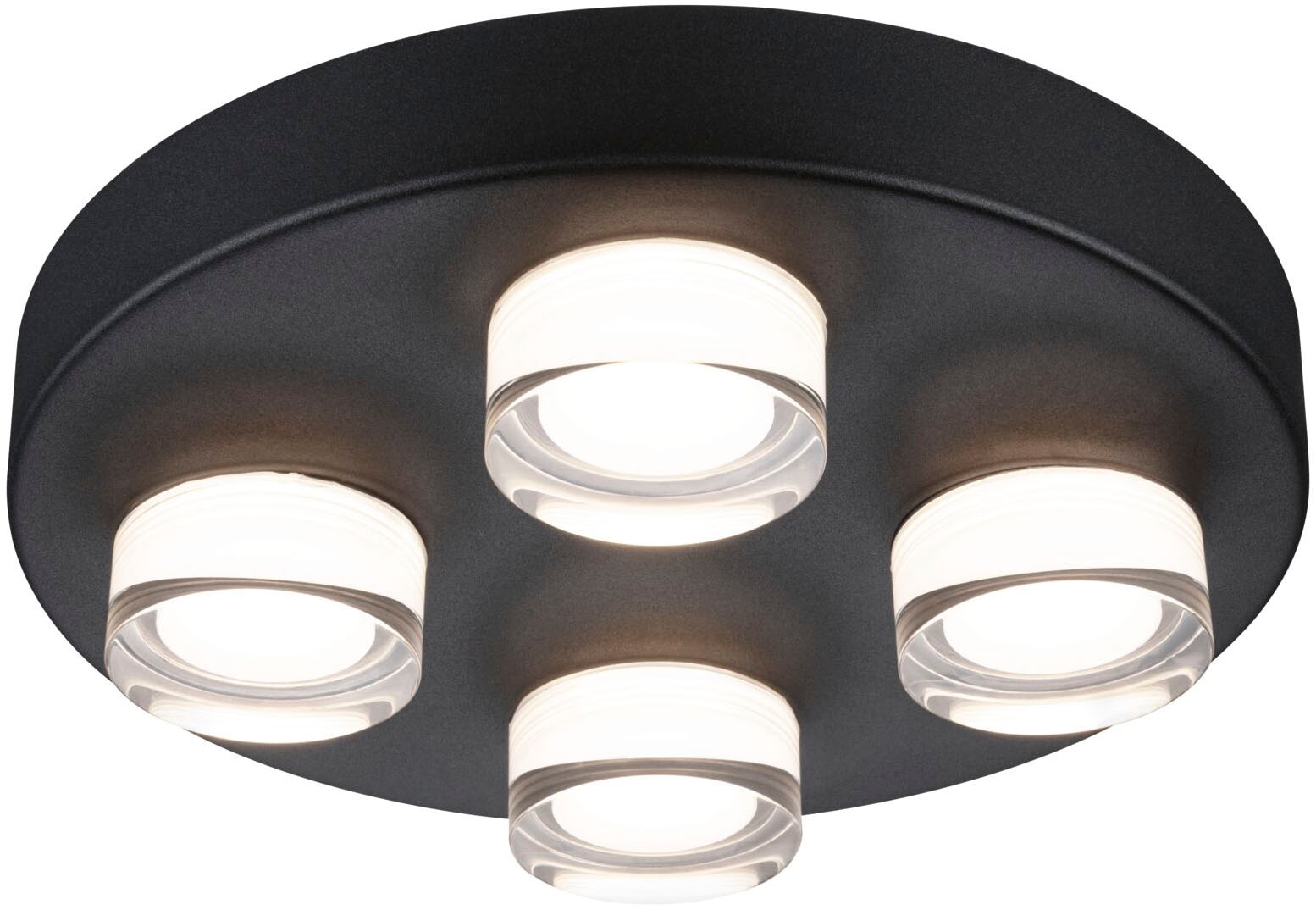 Paulmann LED Deckenleuchte »Selection Bathroom Wand-/Deckenleuchte Kame IP44 Signalschwarz 4er« 1 Stk. Warmweiß