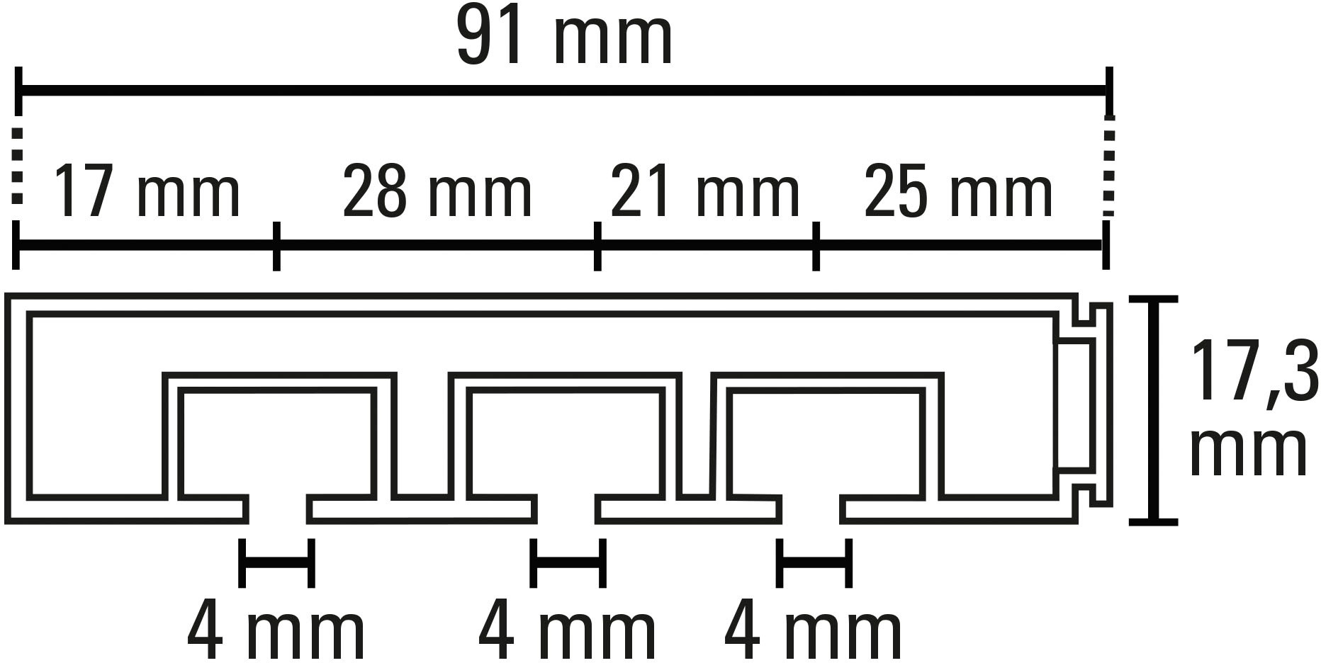 GARDINIA Vorhangschiene »GE mit Profil für Blendenbefestigung«, 3 läufig-läufig, mit Bohren, Holz, gebohrt für Deckenmontage