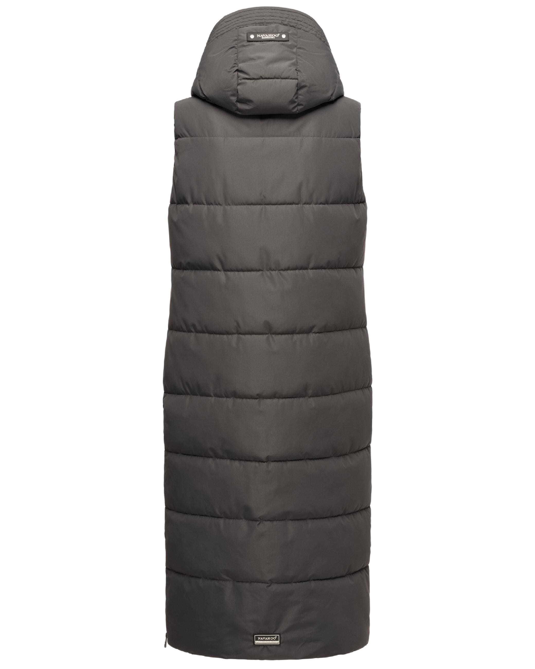 Navahoo Steppweste »Steppweste Brezelchen«, (1 tlg.), Warme, lange Damen Outdoor-Weste mit Kapuze