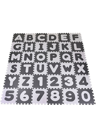 Puzzle »Alphabet + Zahlen, grau-weiß«