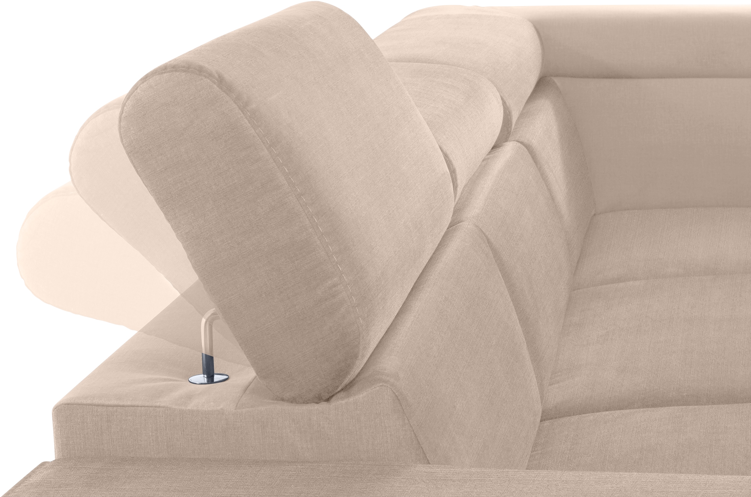 COTTA Ecksofa »Morven L-Form mit Kopfteilverstellung«, wahlweise mit Bettfunktion, Bettkasten & Wireless-Charger