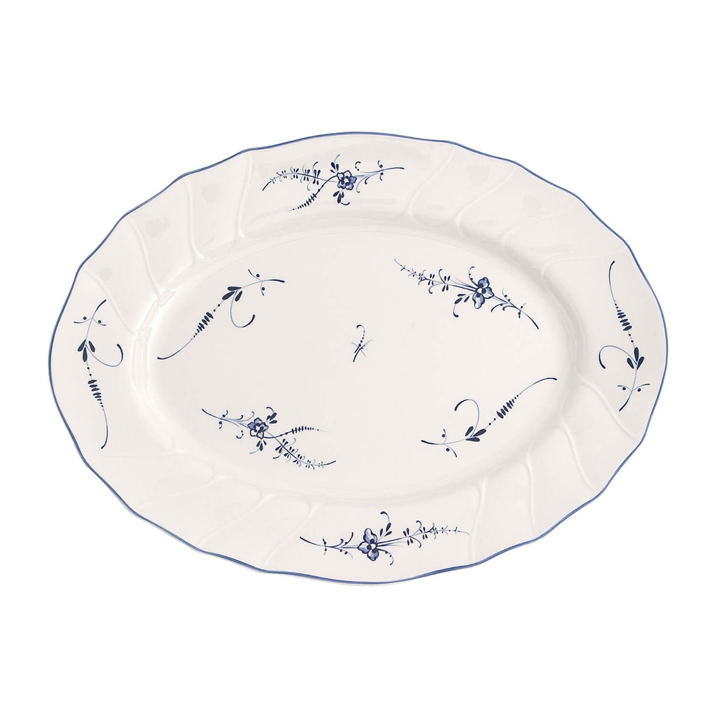 Villeroy & Boch Servierplatte "Platte Vieux Luxembourg 35 x 27 cm weiß-blau"