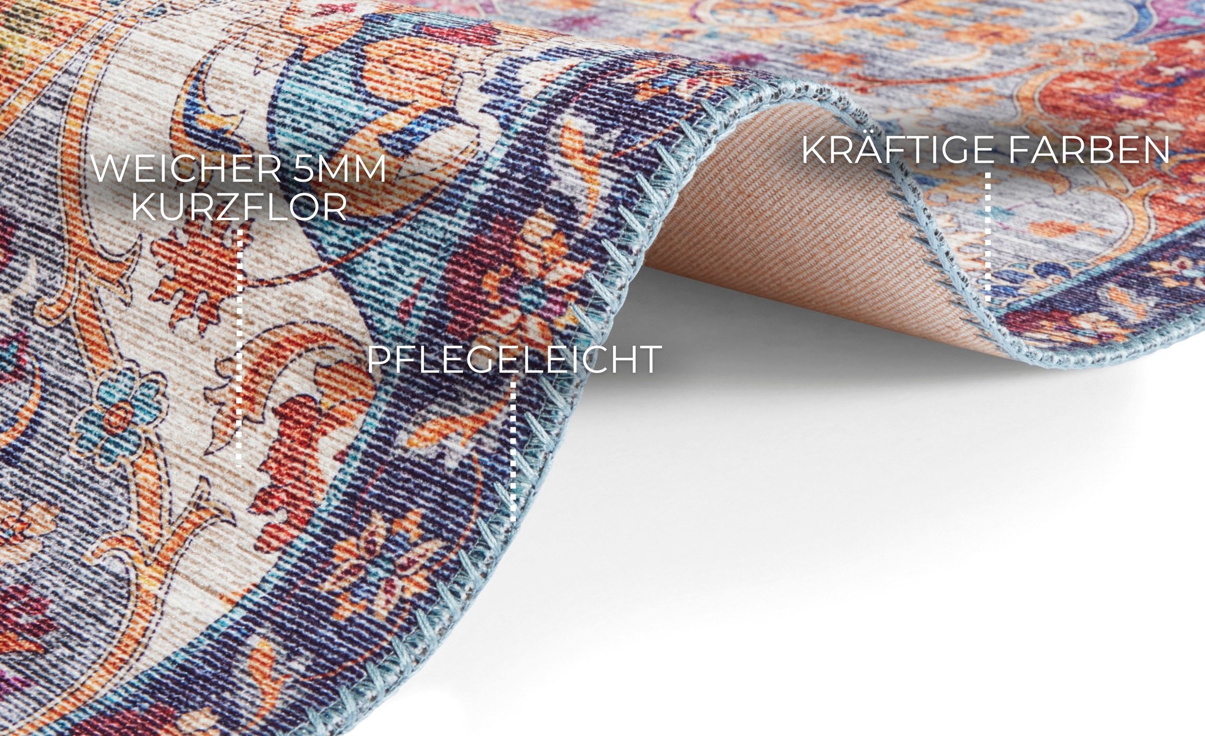 ELLE DECORATION Teppich »Kashmir Ghom«, rechteckig, 5 mm Höhe, Orientalisch, Läufer, Kurzflor, Vintage, Wohnzimmer, Schlafzimmer