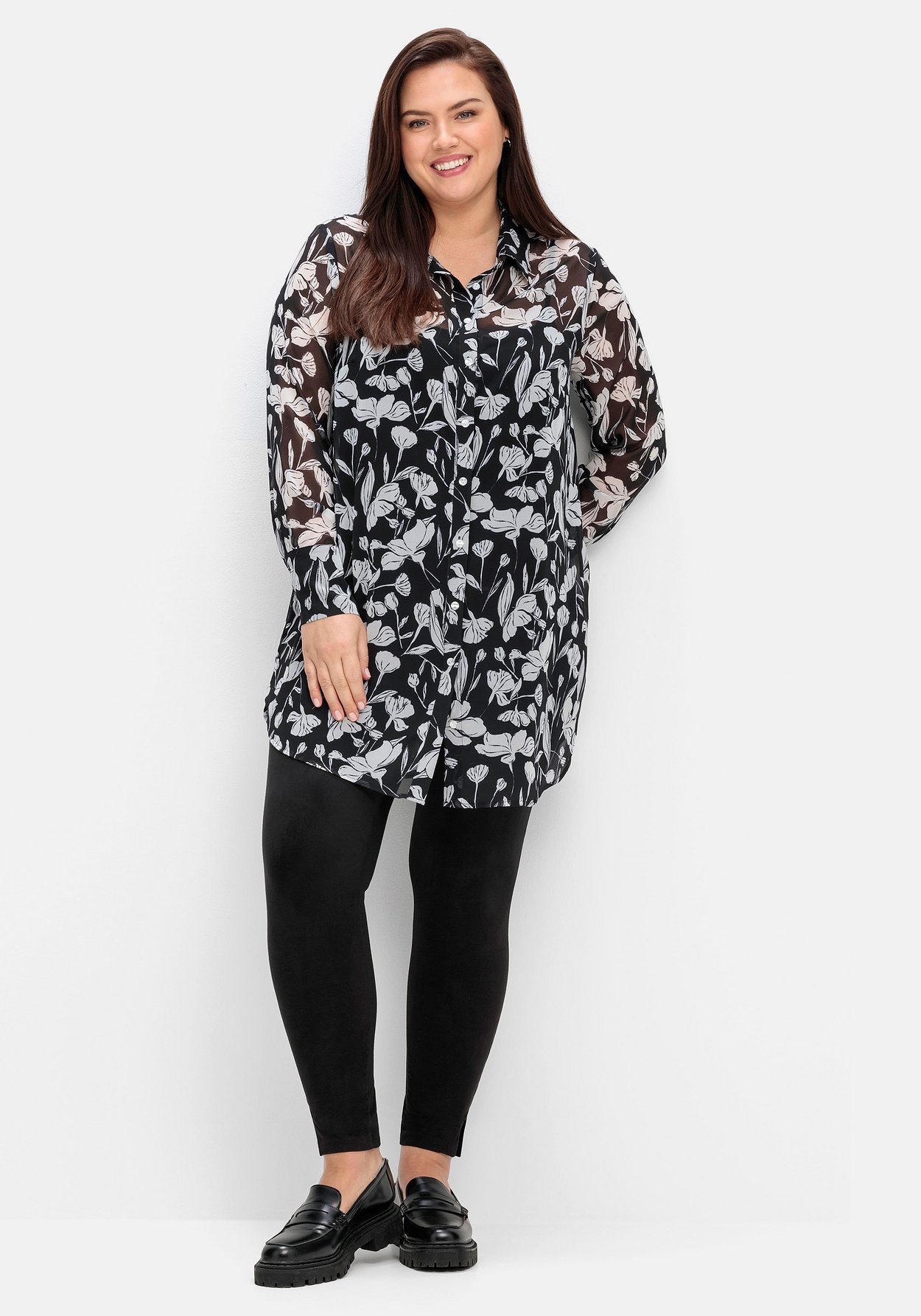 Sheego Leggings »Leggings in Velourslederoptik vorn«