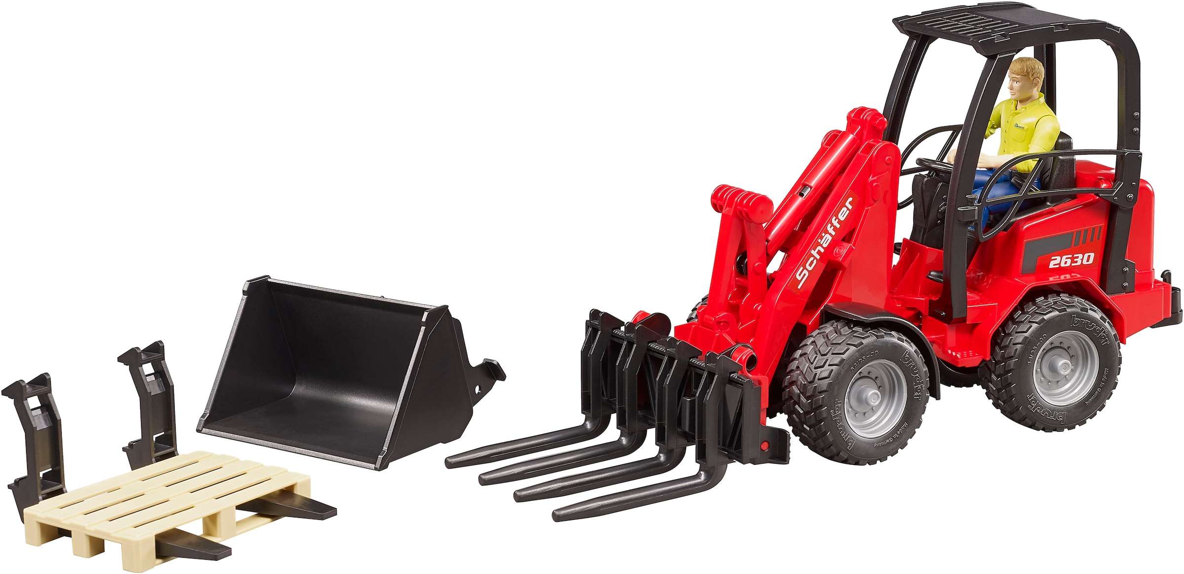 Bruder® Spielzeug-Bagger »Schäffer Hoflader 2630 mit Figur und Zubehör (02191)« Made in Europe