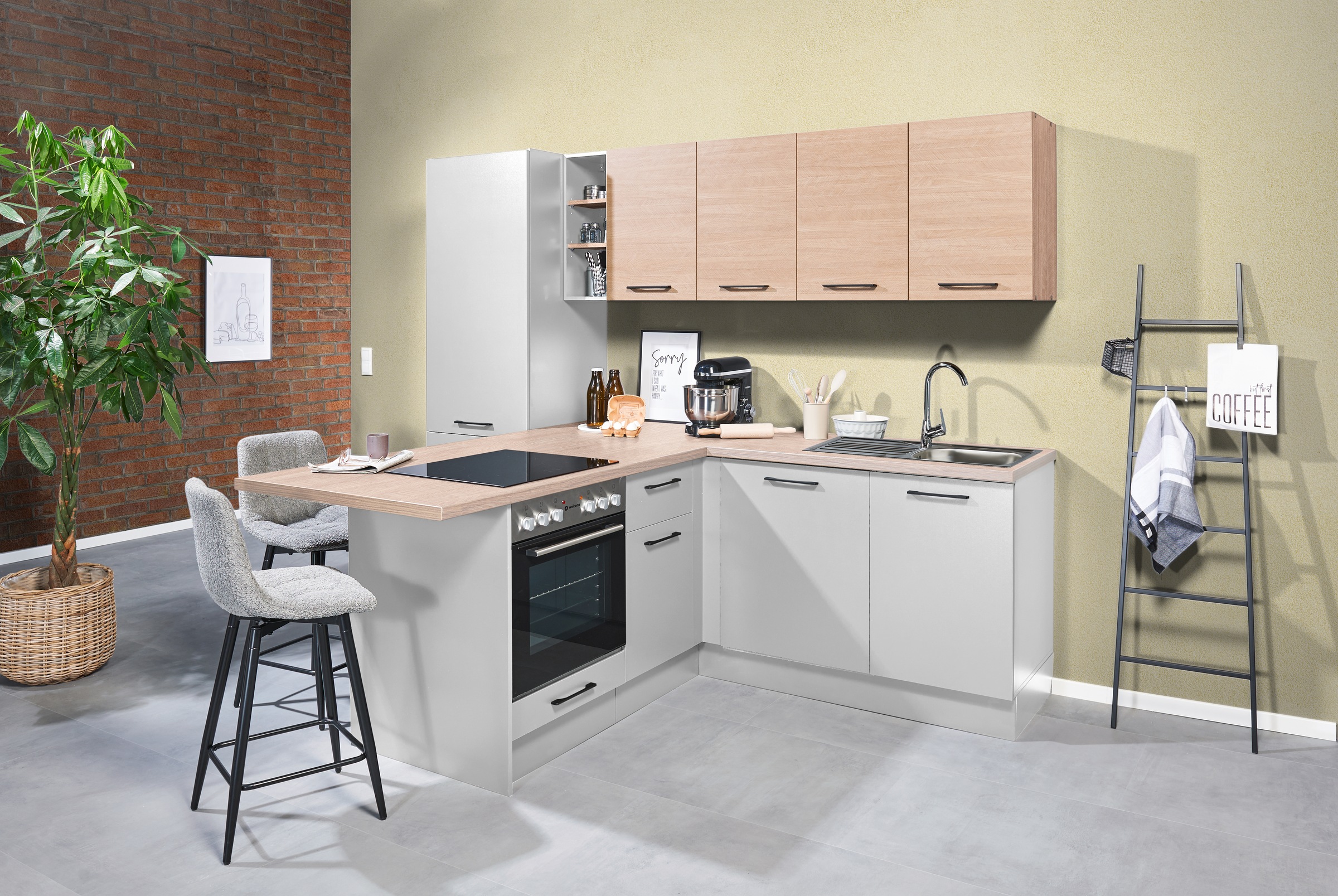 BASIC by Balculina Küchenzeile »Girona B/H/T 265x211x200 cm« Breite 265cm, wahlweise mit E-Geräte, Softclose