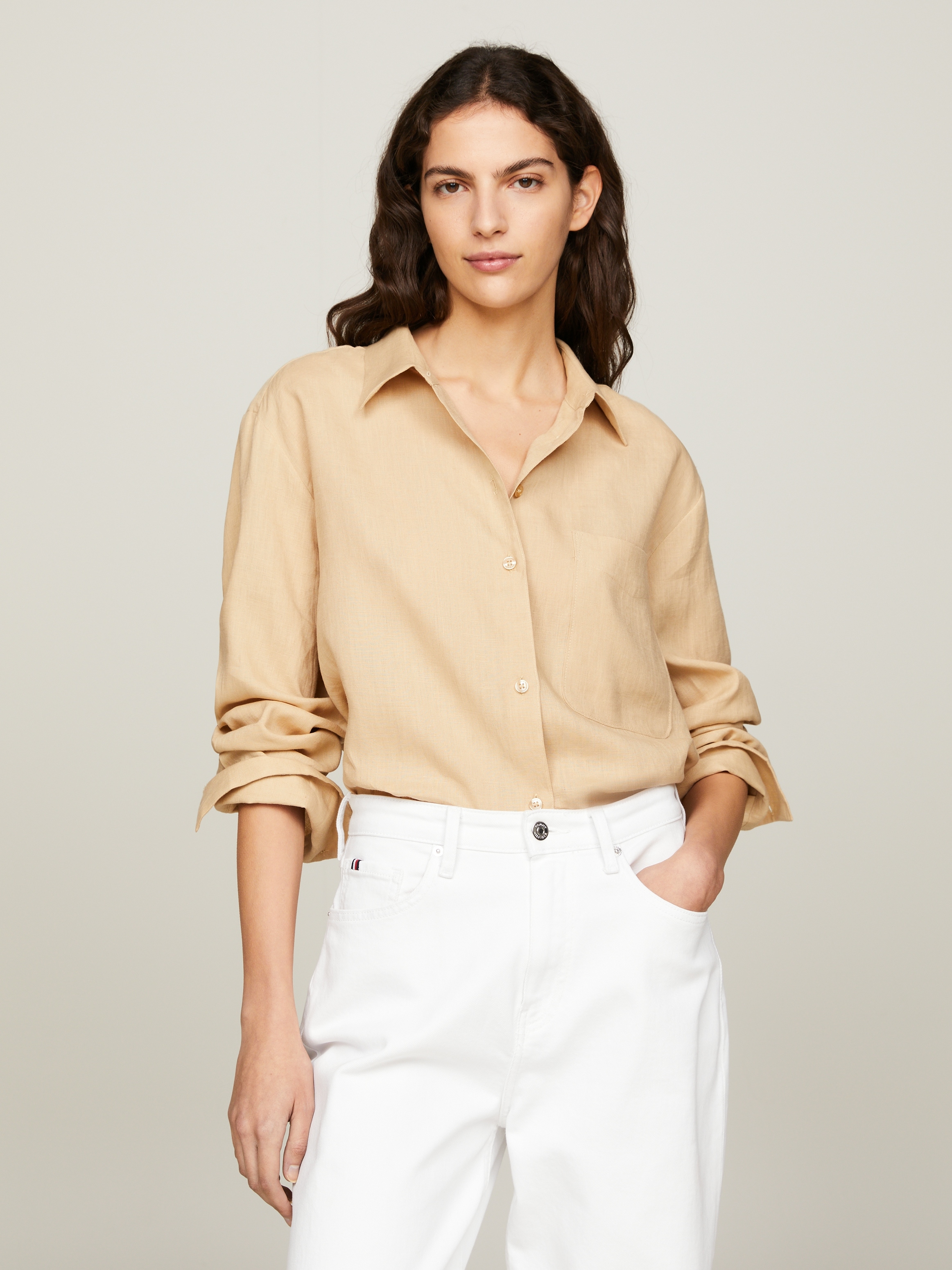 Hemdbluse »LINEN EASY FIT LS SHIRT«, mit Brusttasche