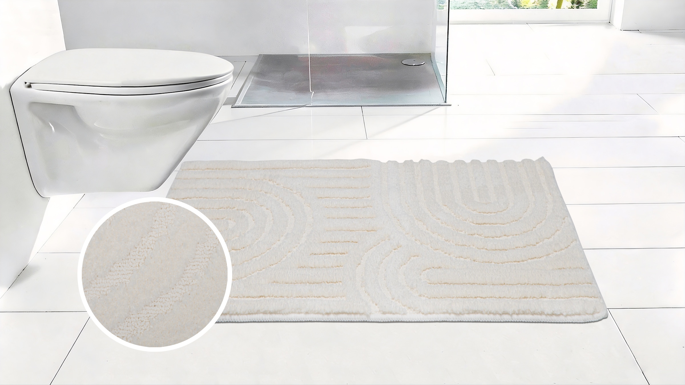OTTO home Badematte "Zen, Badvorleger, Badezimmer Teppich, Duschvorleger" Höhe 10 mm rutschhemmend beschichtet fußbodenheizungsgeeignet  schnell trocknend Uni Farben, Hoch-Tief-Effekt, modernes Muster, Zen