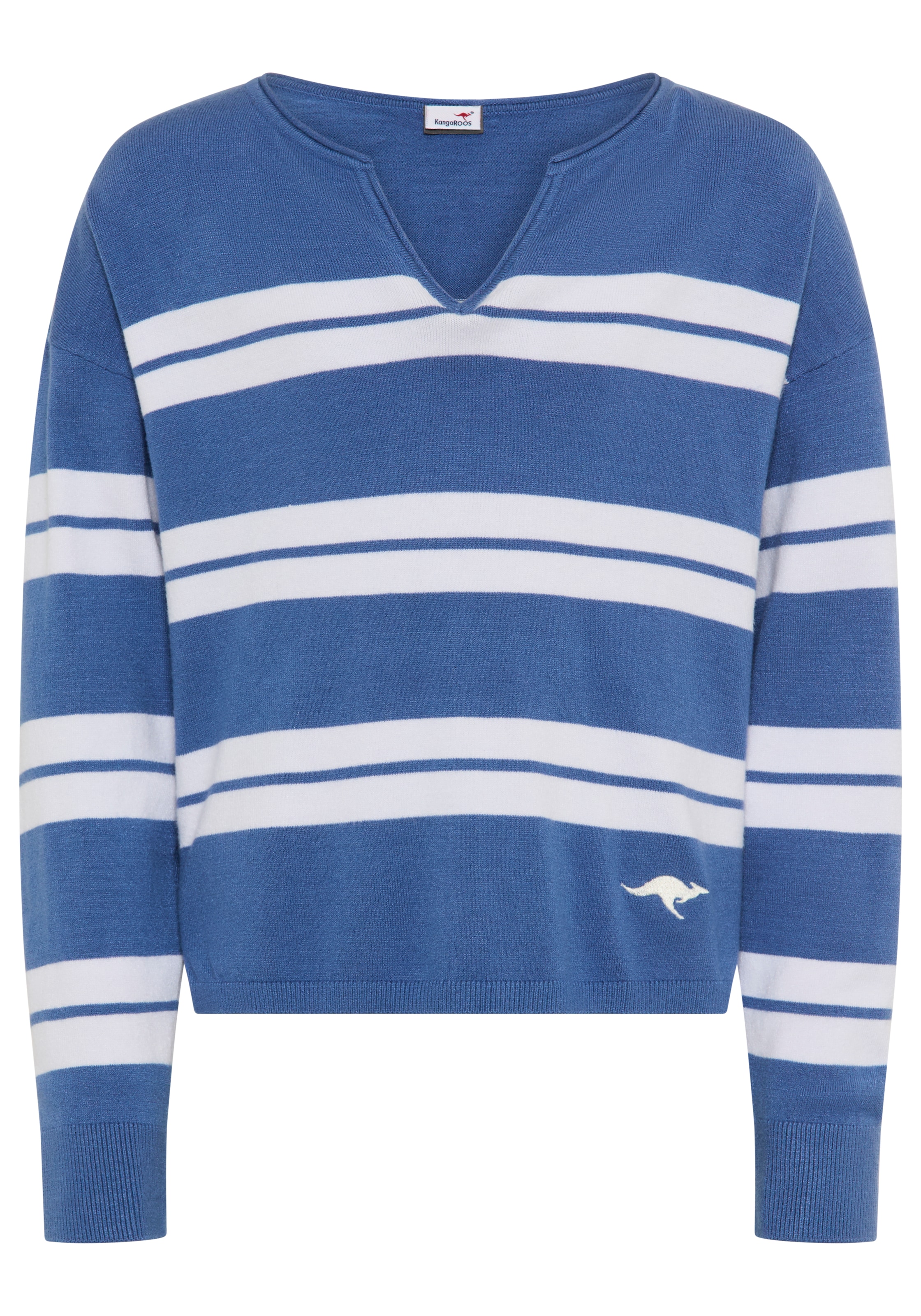 KangaROOS Strickpullover »Kuschelweicher Ringelpullover« Weicher Ringelpullover mit kleinem V-Ausschnitt