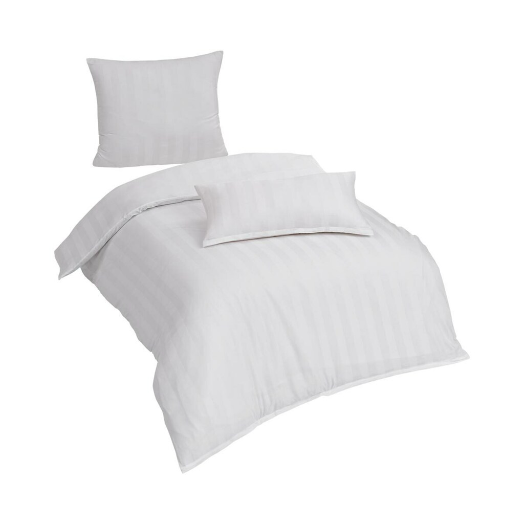 TRAUMSCHLAF Bettwäsche »Uni Streifen«, (3 tlg.), aus 100% Baumwolle, in Mako Satin Qualität, Bett- und Kopfkissenbezug mit Marken-Reißverschluss, pflegeleicht