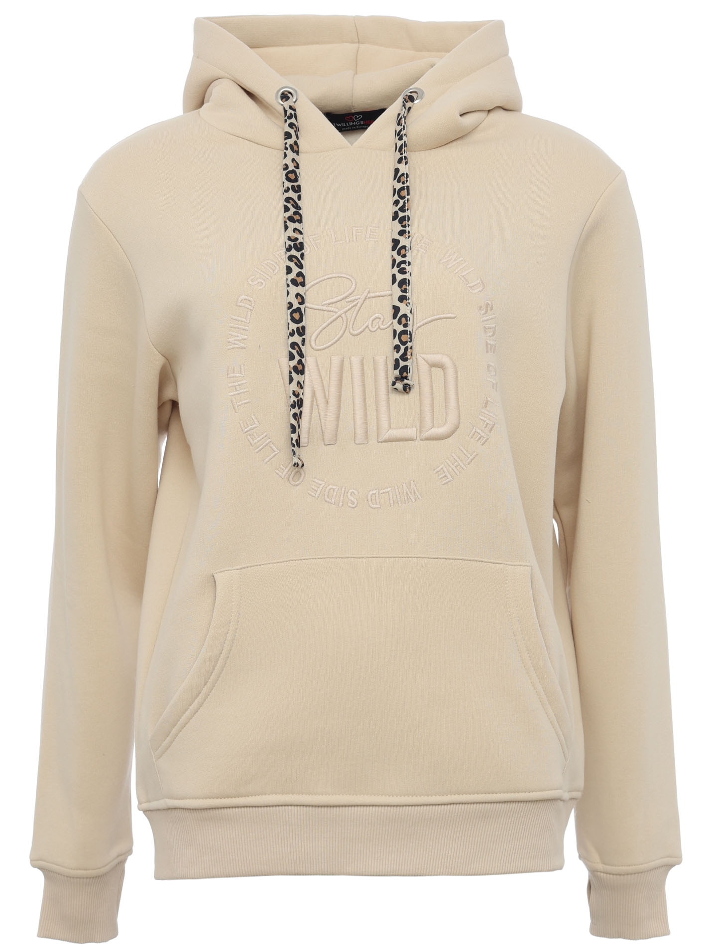 Zwillingsherz Hoodie »"Nelina"«, mit Leo Band und schlichter Stickerei "Stay Wild"