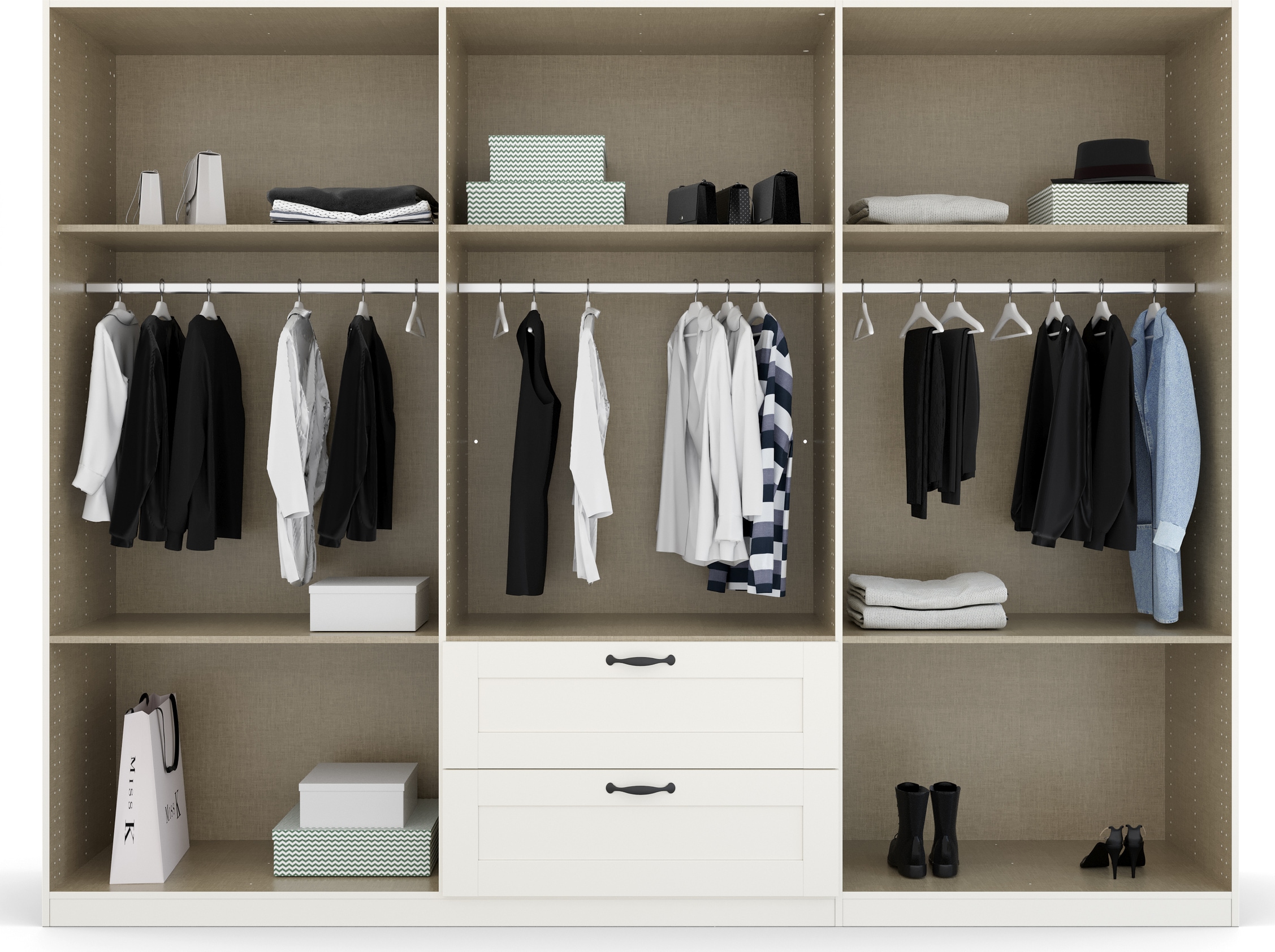 rauch Drehtürenschrank »Cottage by Quadra Spin«, in skandinavischem Landhausstil, mit Schubladen