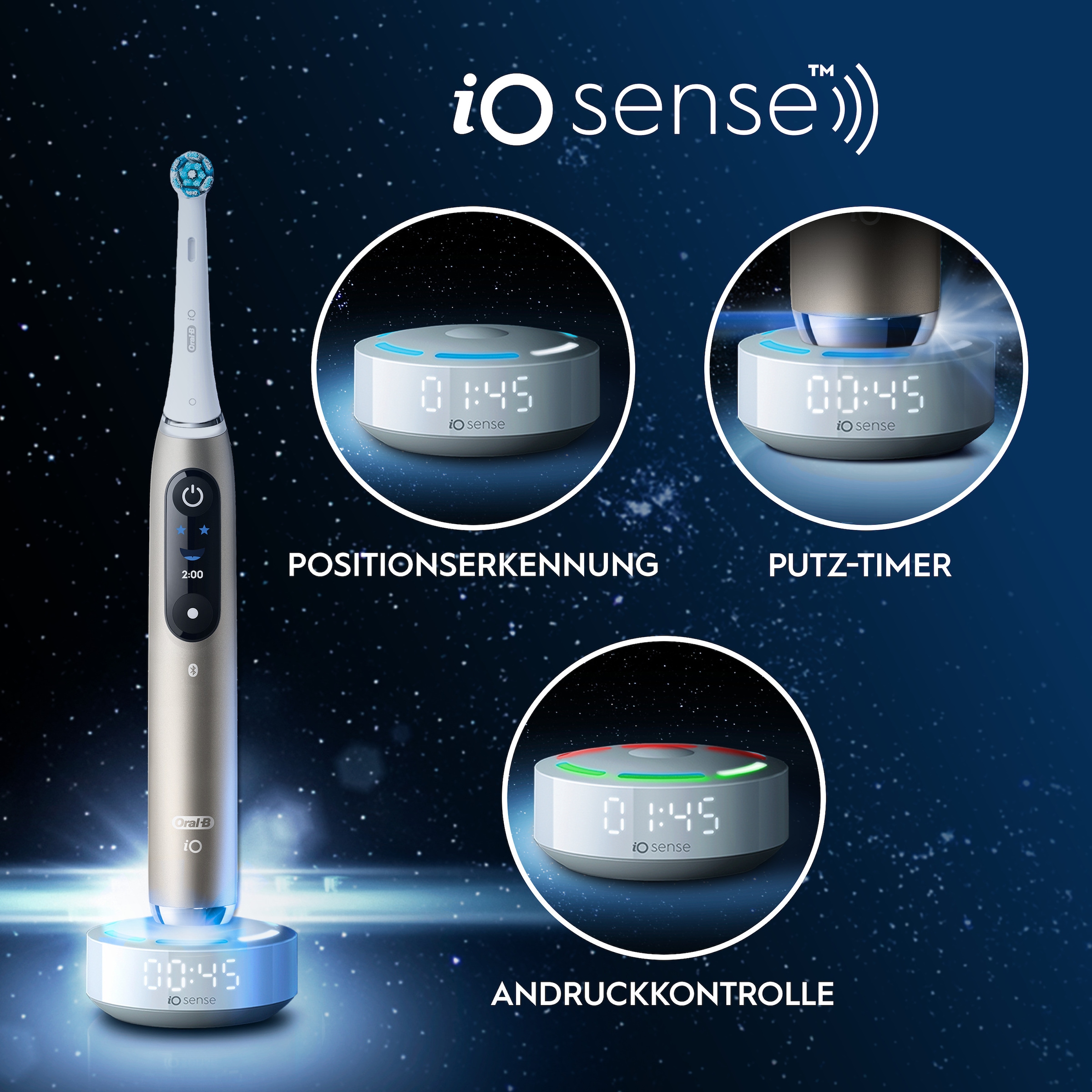 Oral-B Elektrische Zahnbürste »iO Series 10« 1 Stk. Aufsteckbürsten inkl. 1 Aufsteckbürste, iO Sense Schnellladestation, Lade-Reise-Etui
