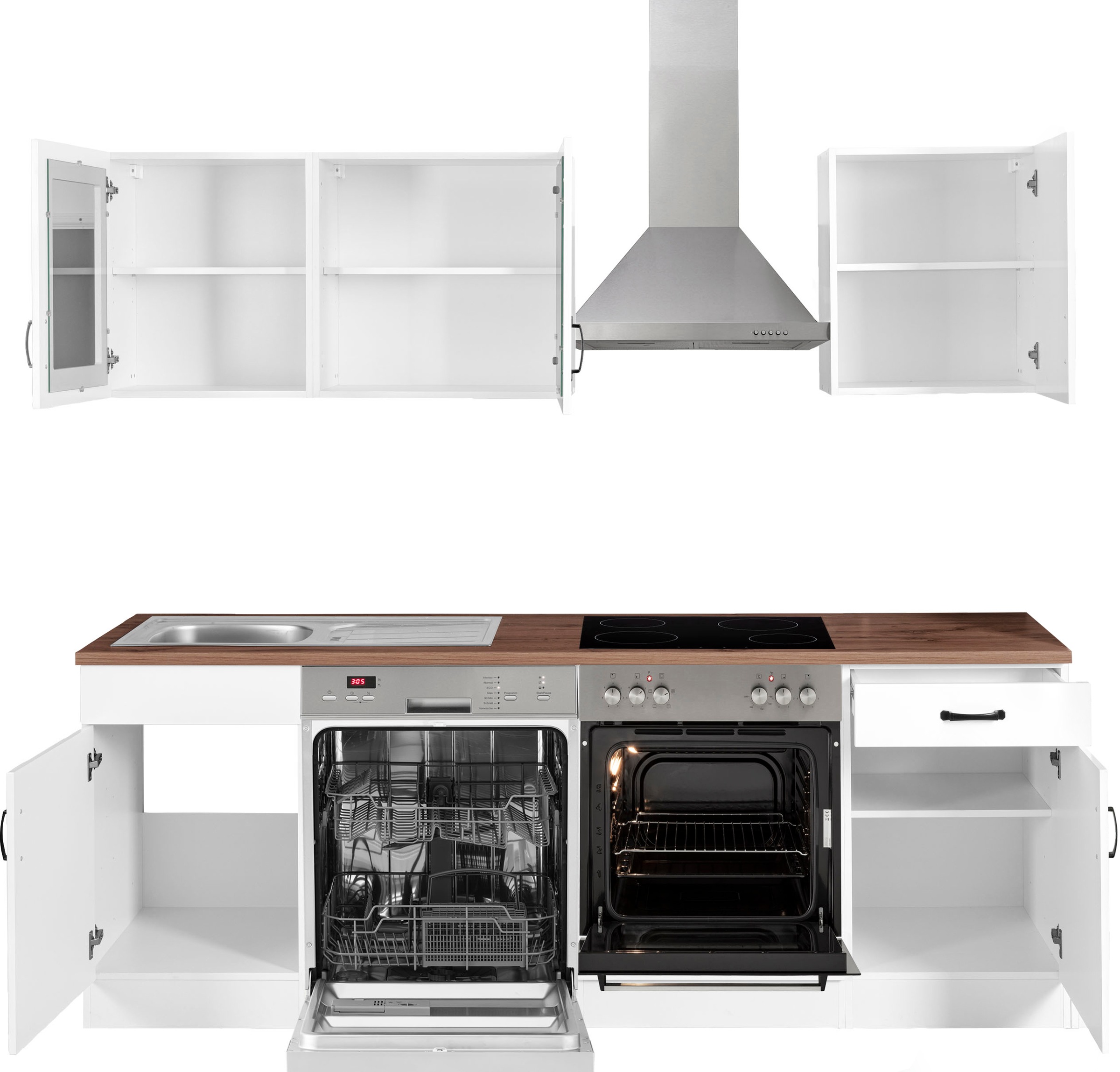 KOCHSTATION Küchenzeile »KS-Athen«, ohne E-Geräte, Breite 220 cm