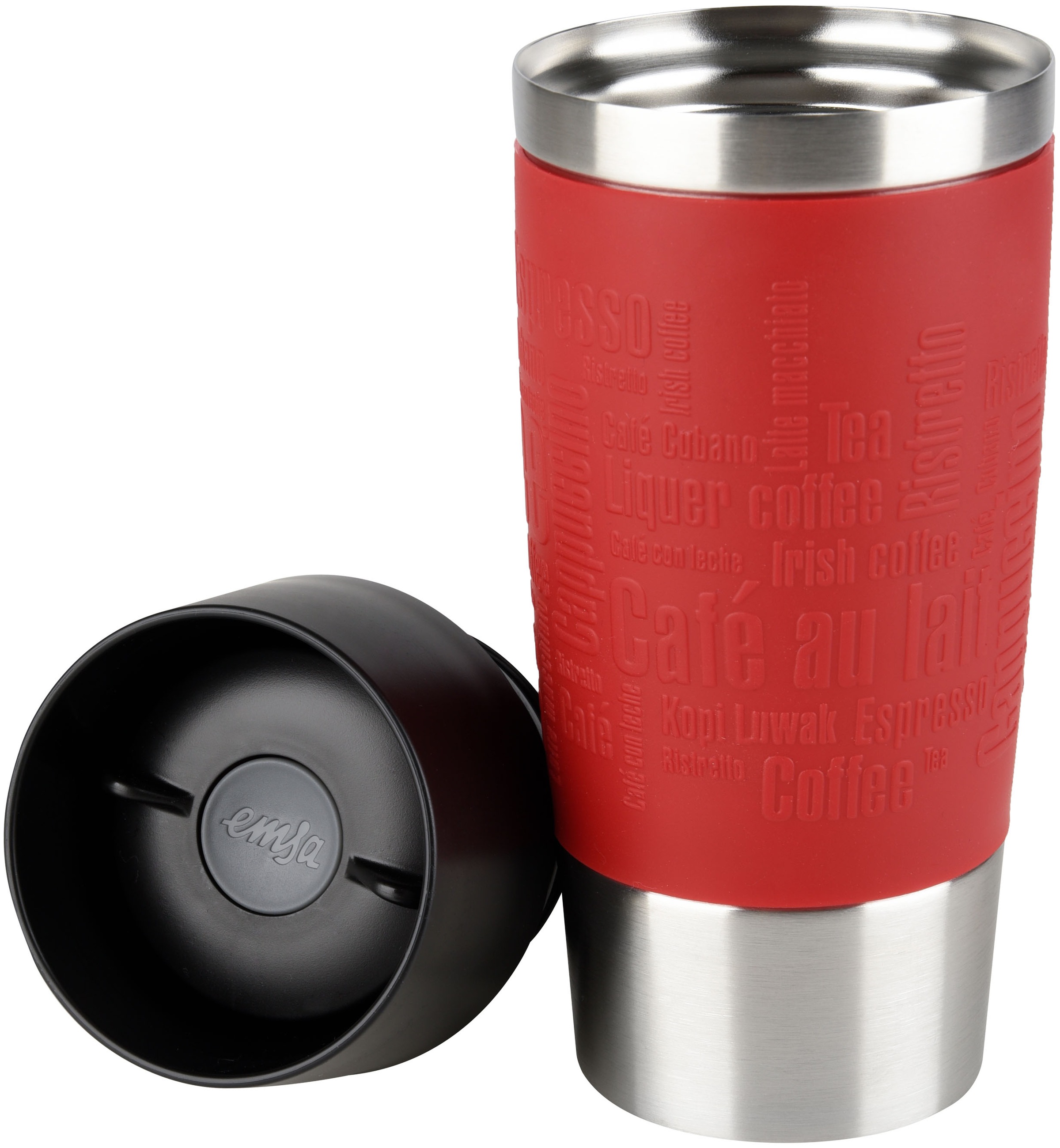 Emsa Thermobecher »Travel Mug«, (1 tlg.), Edelstahl, 360°Trinköffnung, 4h heiß/8h kalt, 360 ml