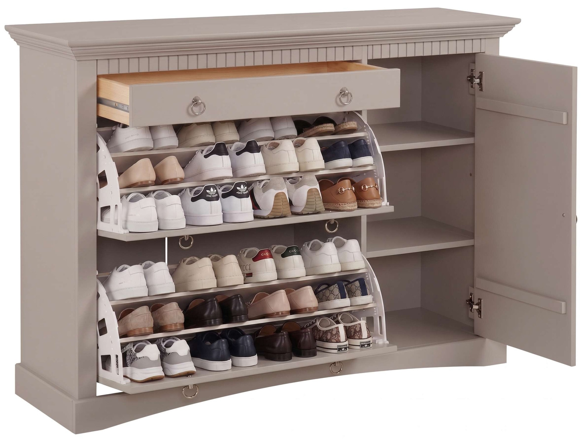 OTTO home Schuhkommode »Rustic, Kommode, Landausstil« Bis max. Schuhgröße 42,  aus massiver Kiefer, Breite 130 cm, für ca. 2 x 12 Paar Schuhe