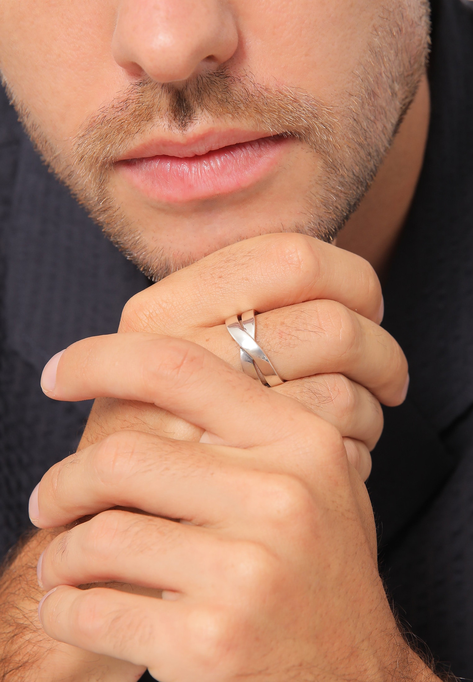 Kuzzoi Silberring »Ring Herren Bandring Überkreuz Look 925 Silber«