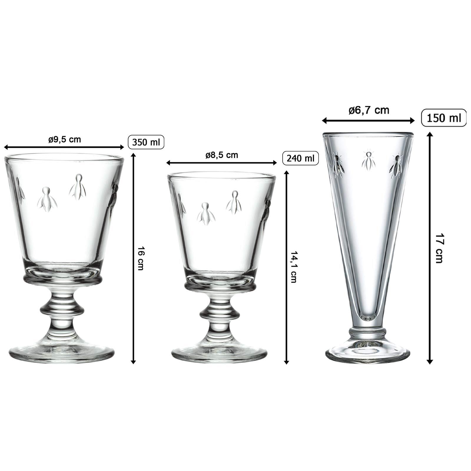 La Rochère France Gläser-Set »Wein- und Sektgläser Biene Abeille 18er Set transparent« Spülmaschinengeeignet