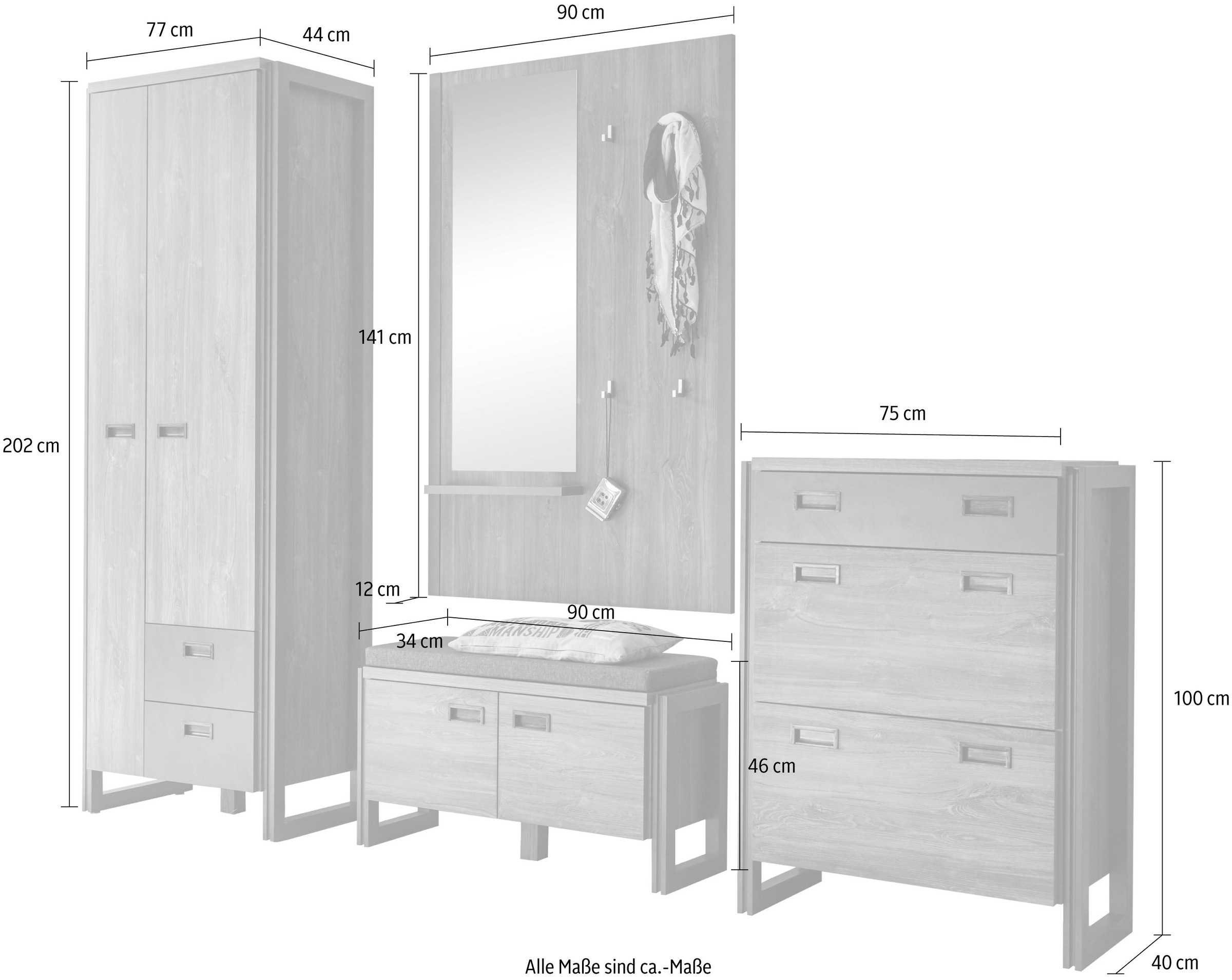 Home affaire Garderoben-Set »Detroit«, (Set, 4 St.)