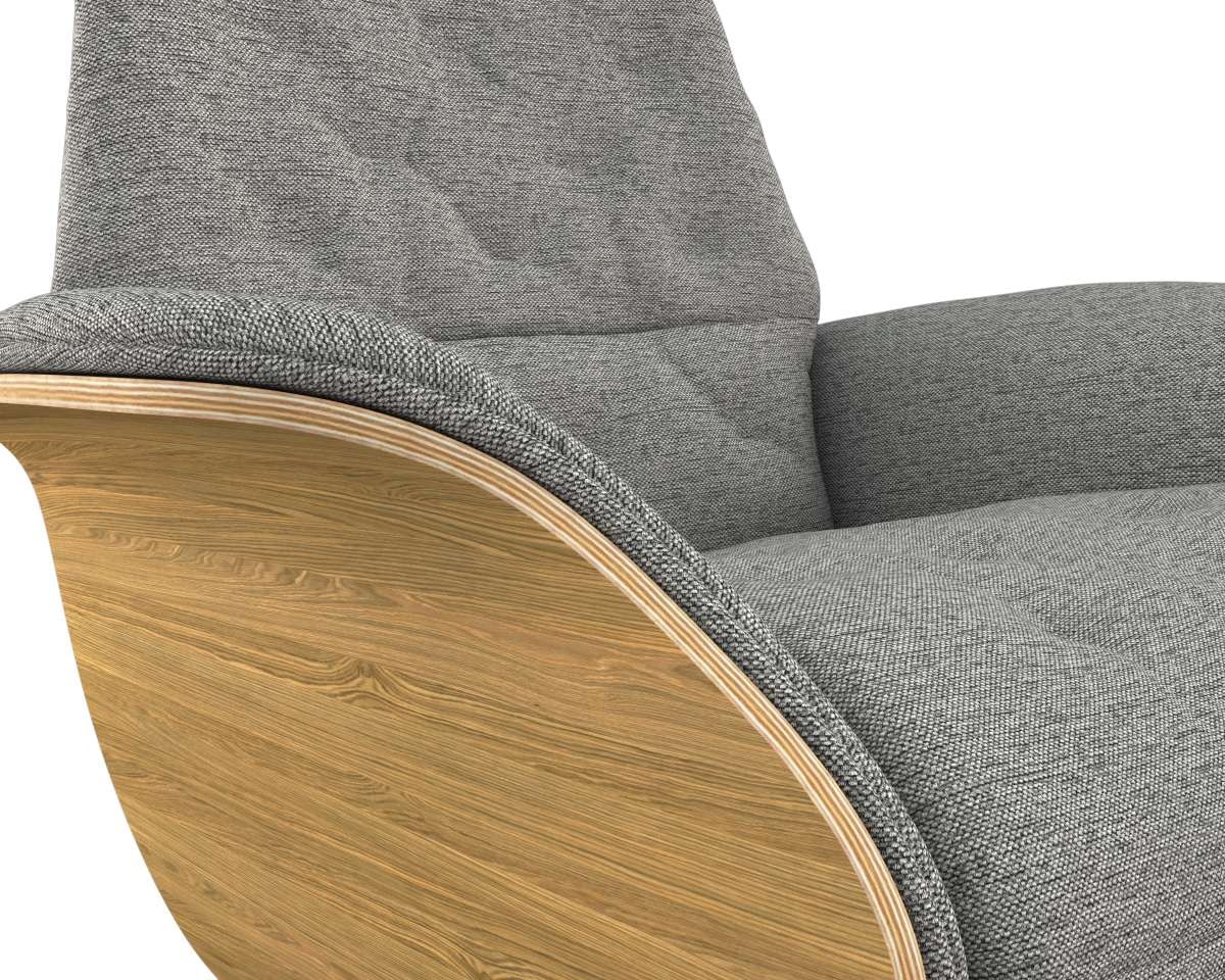 FLEXLUX Relaxsessel »Volden elektrischer Funktionsessel«, Größe M, Rücken & Fußteil elektrisch, Akku, Arml. Eiche, Fuß Alu