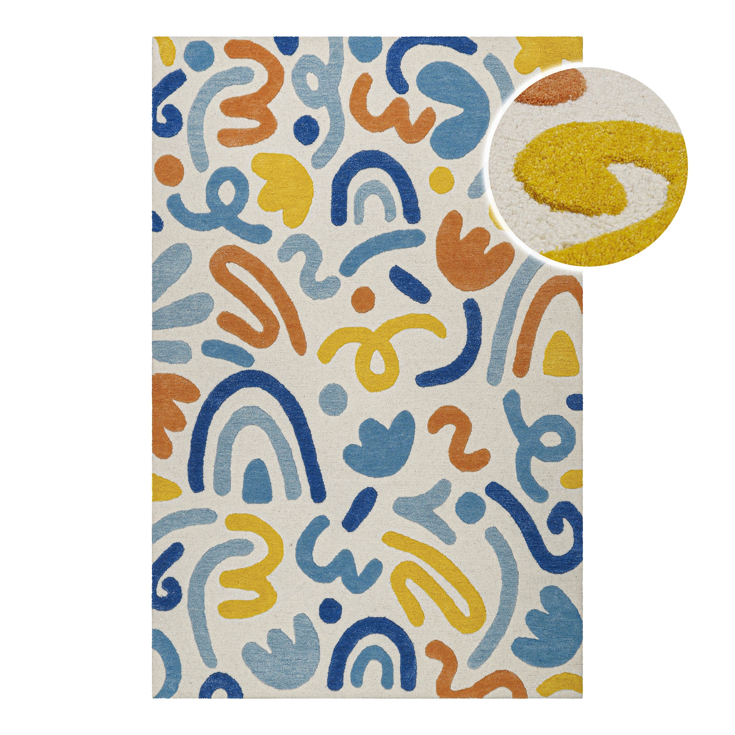 SMART KIDS Kinderteppich »Scribble« rechteckig 16 mm Höhe Kinderteppich, Hoch-Tief-Effekt, Schurwolle, handgetuftet, Spielzimmer