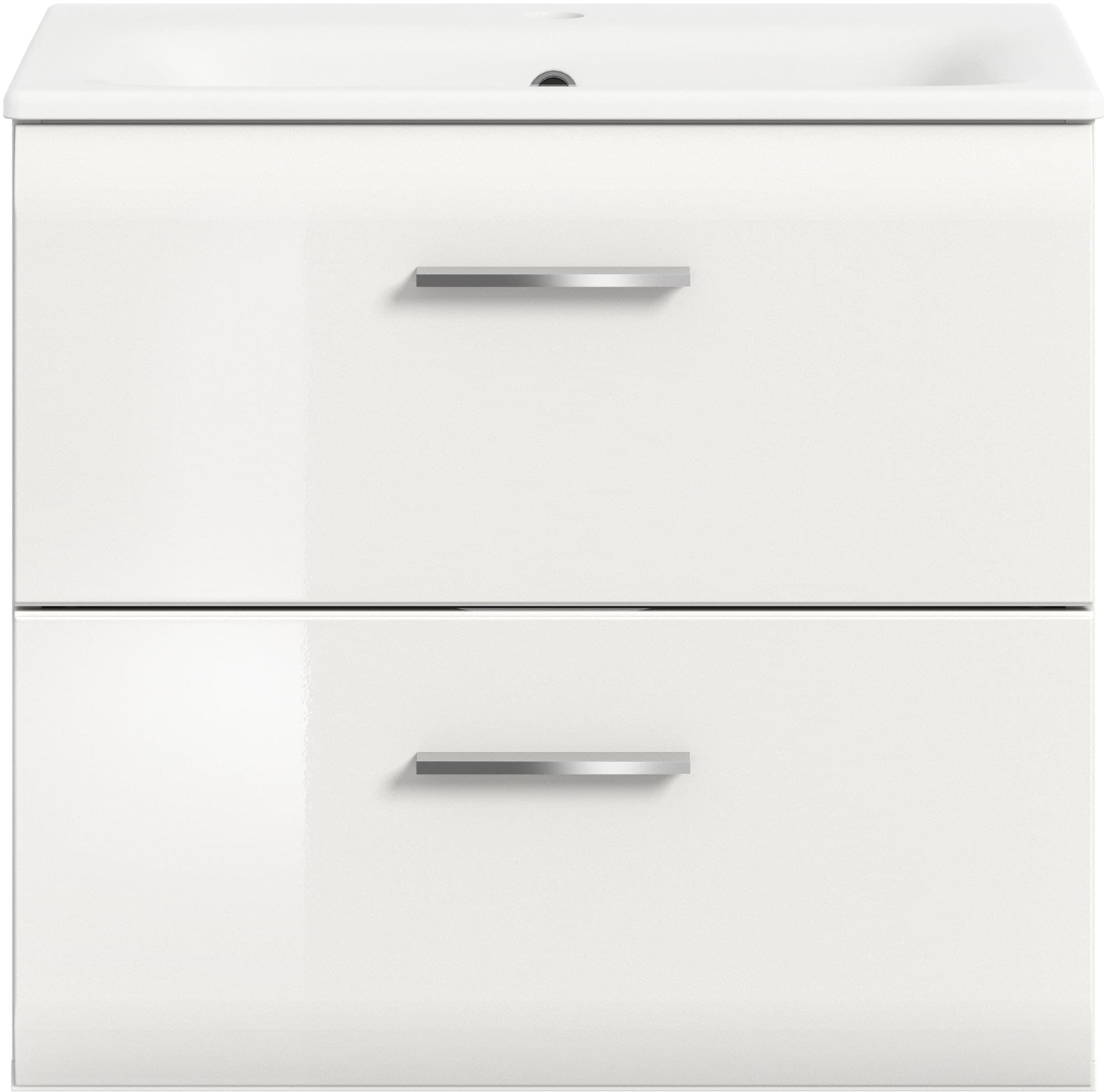 INOSIGN Waschbeckenunterschrank 2 Stk. tlg. Florenz, Waschtisch inkl. Waschbecken, Weiß Hochglanz Tiefzieh