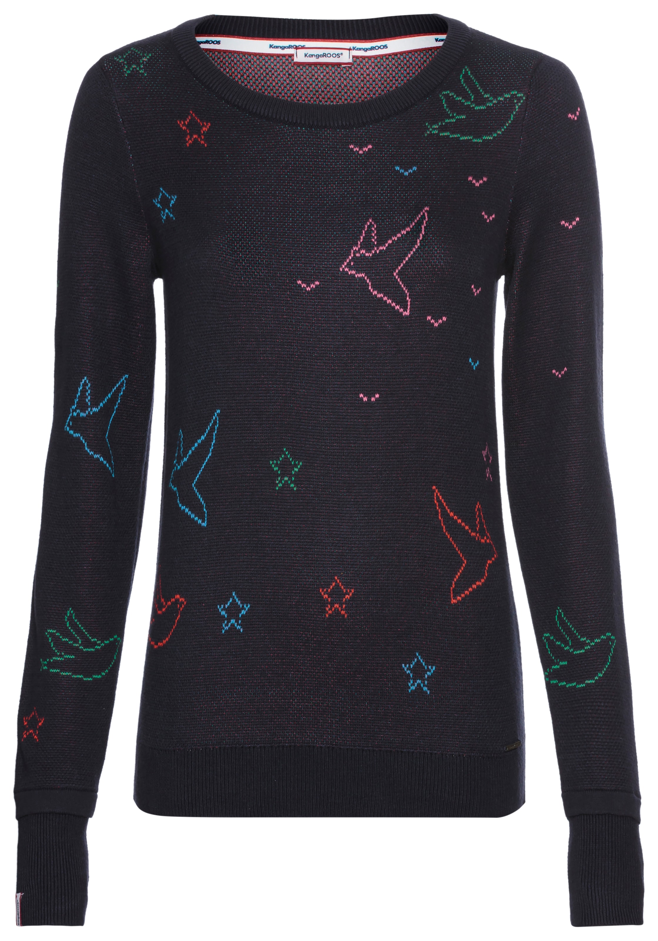 KangaROOS Rundhalspullover, mit gestrickten Motiven