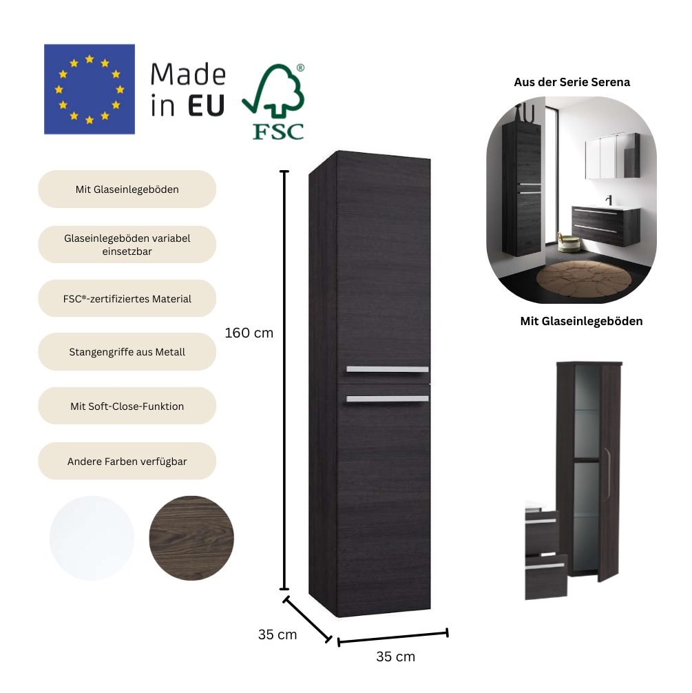 welltime Hochschrank »Serena«, mit Soft-Close-Funktion, Breite 35 cm, FSC®-zertifiziertes Material