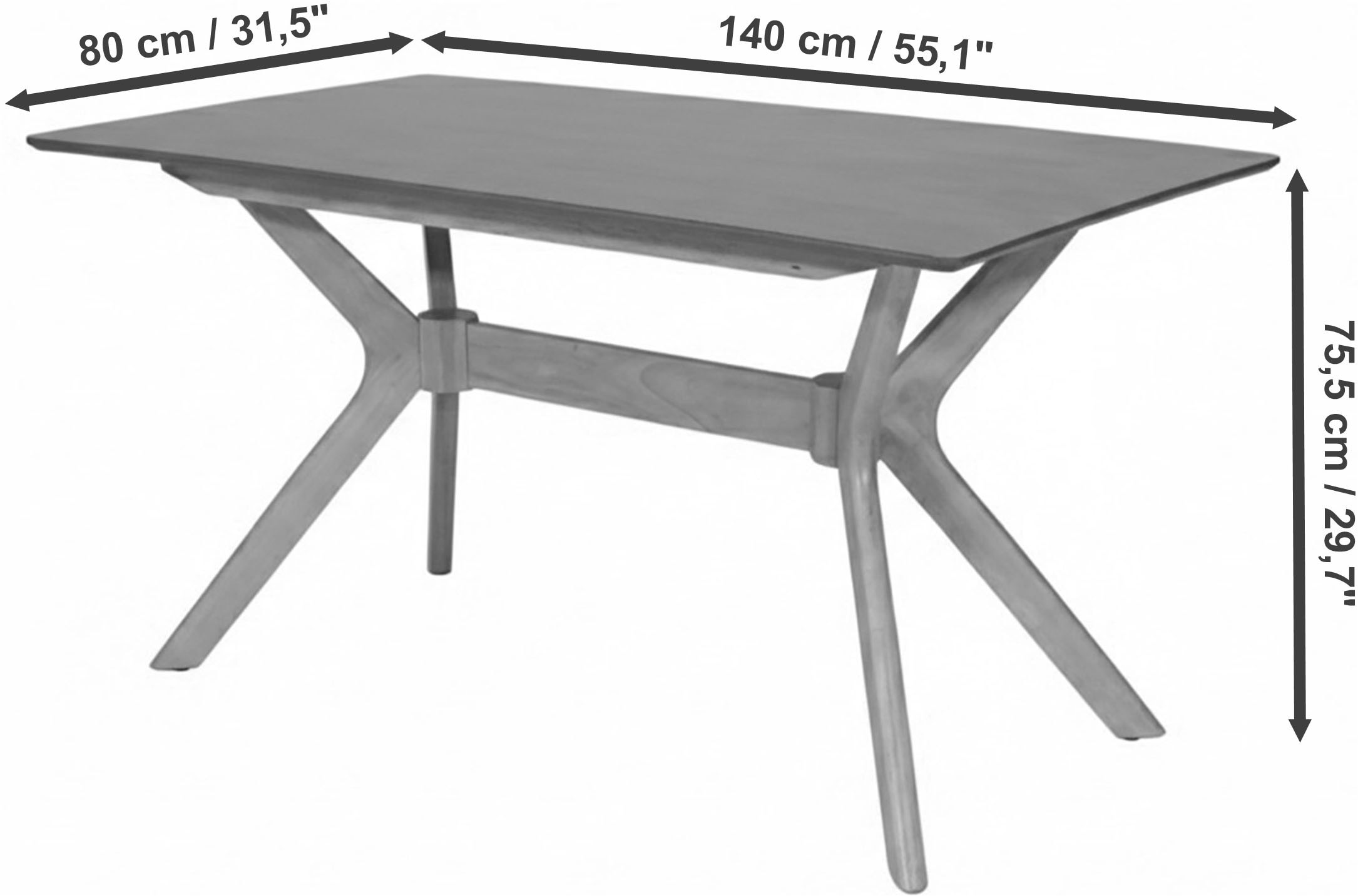 Jahnke Esstisch »DINE REX« Esstisch, Massivholz, Skandi-Look, bis zu 6 Personen, 140x80 cm