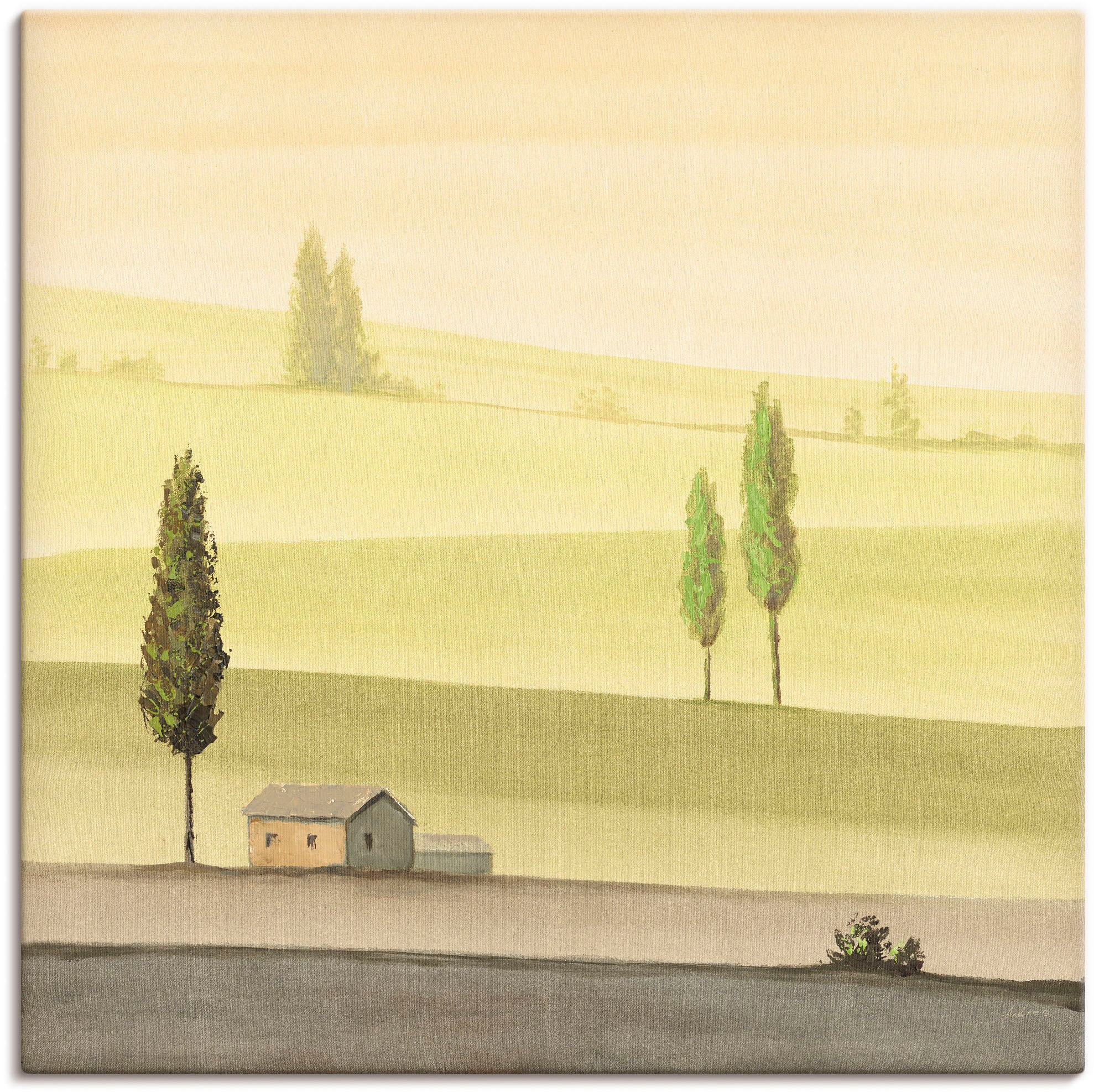Wandbild »Landschaft in Grün II«, Wiesen & Bäume, (1 St.), als Leinwandbild, Poster in...