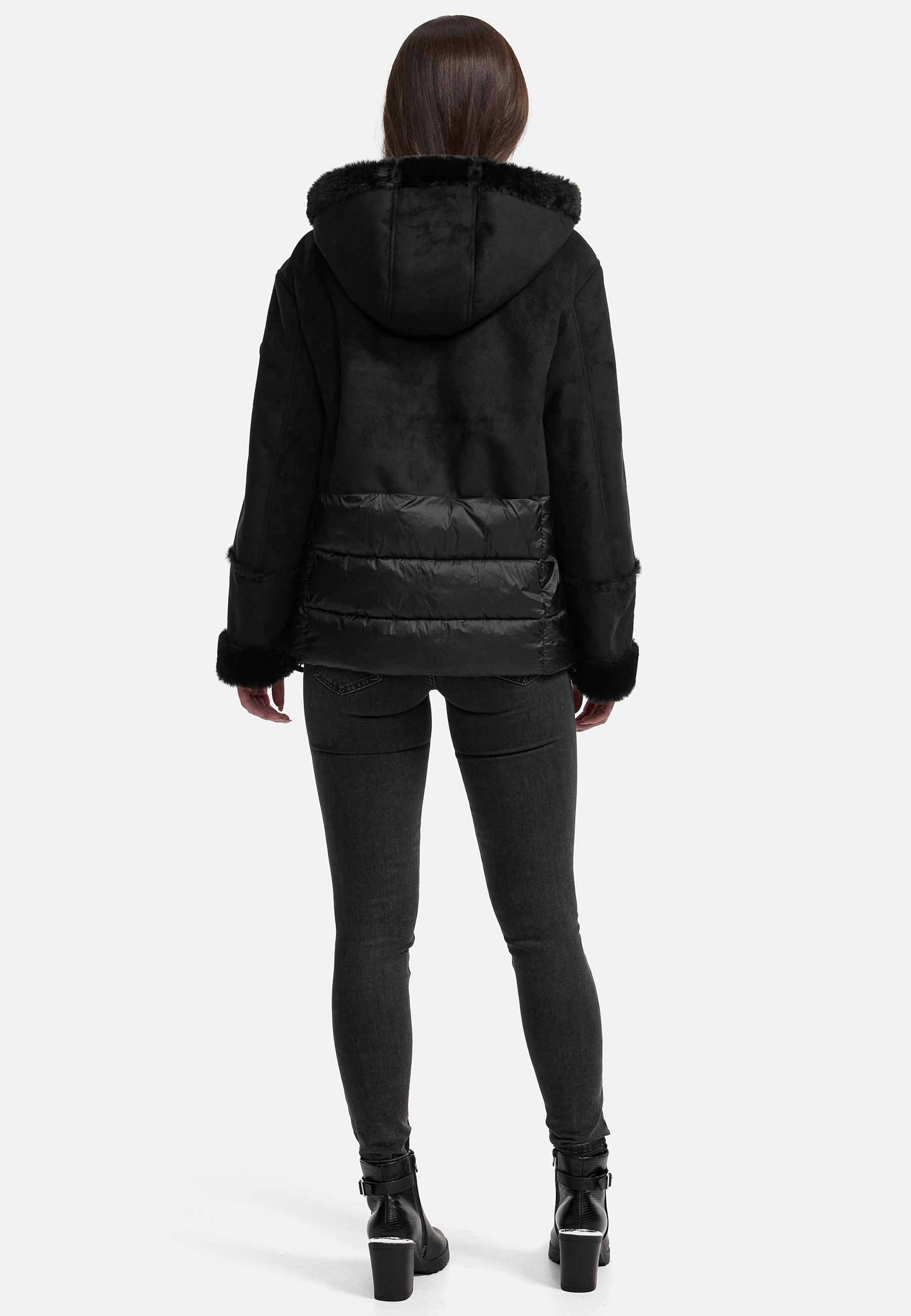 MANISA Kurzjacke, mit Kapuze, mit Teddyfell-Kapuze