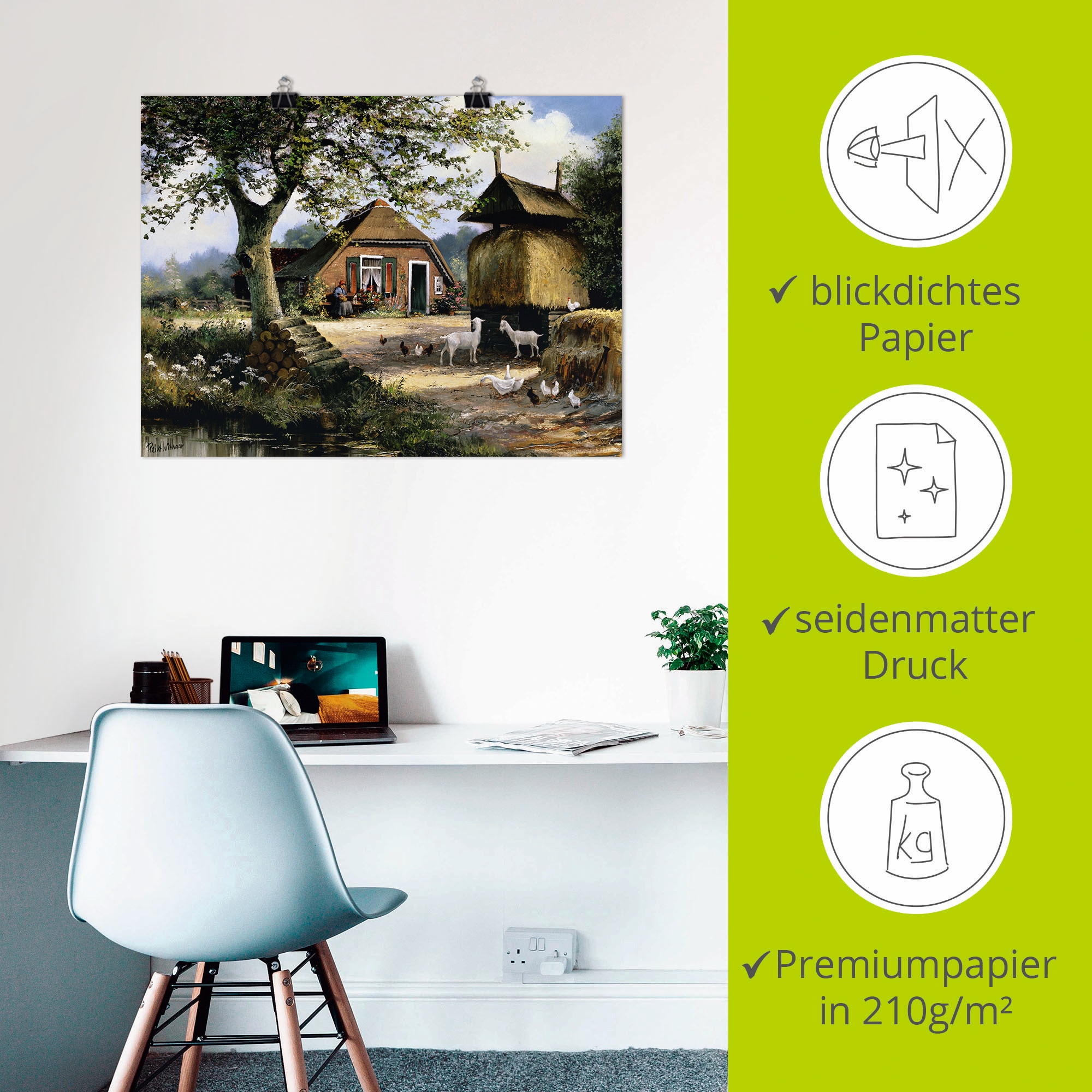 Artland Wandbild »Idyllische Farm mit Hühnern und Ziegen« Garten 1 Stk. tlg. als Leinwandbild, Poster in verschied. Größen