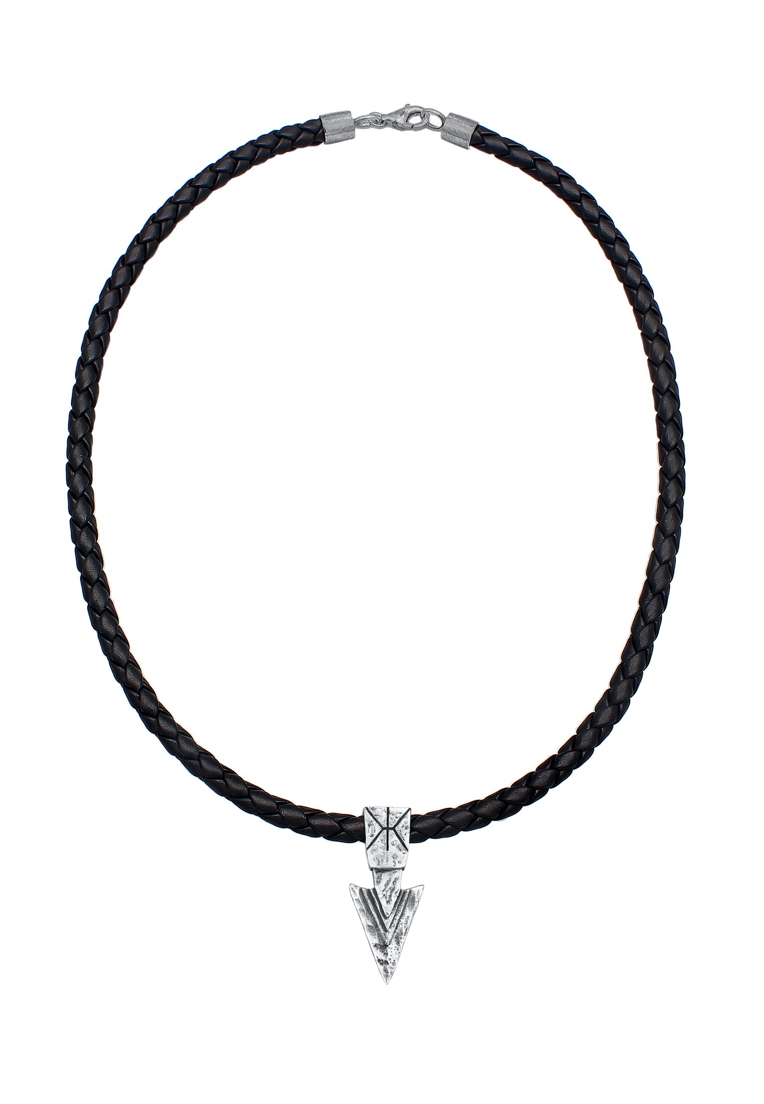 Kuzzoi Kette mit Anhänger »Halskette Herren Lederkette Arrow Pfeil Oxidiert 925 Silber«