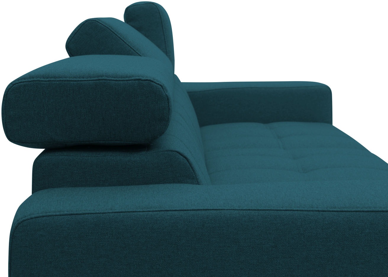 DOMO collection Ecksofa »Trento L-Form, mit Kufenfuß oder Einzelfuß«, wahlweise mit Kopfteilverstellung, Recamiere links/rechts bestellbar