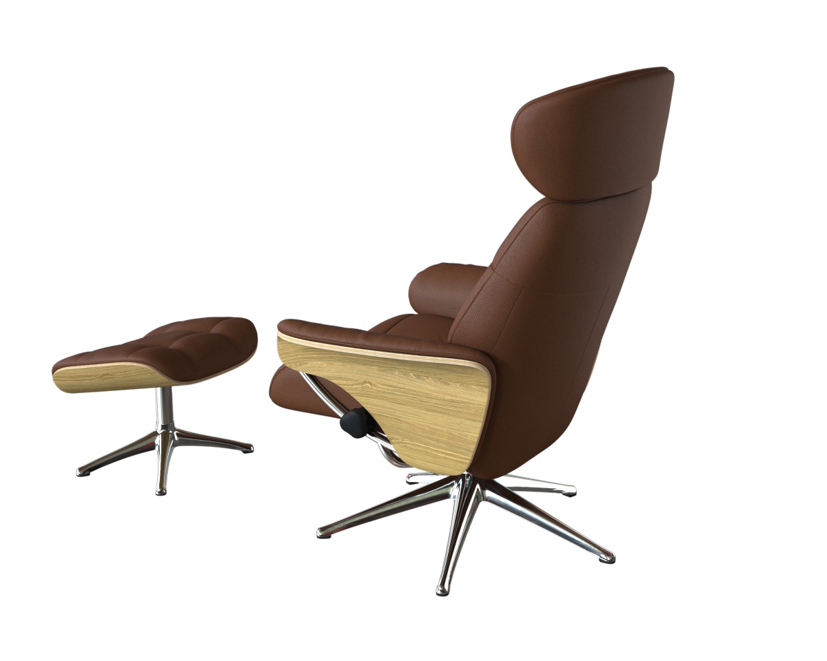 FLEXLUX Relaxsessel »Skagen Funktionsessel, Polstersessel, Armlehne, TV-Fernsehsessel,«, Rücken- und Kopfteilverstellung, Fuß Alu, Armlehne Eiche, Drehbar